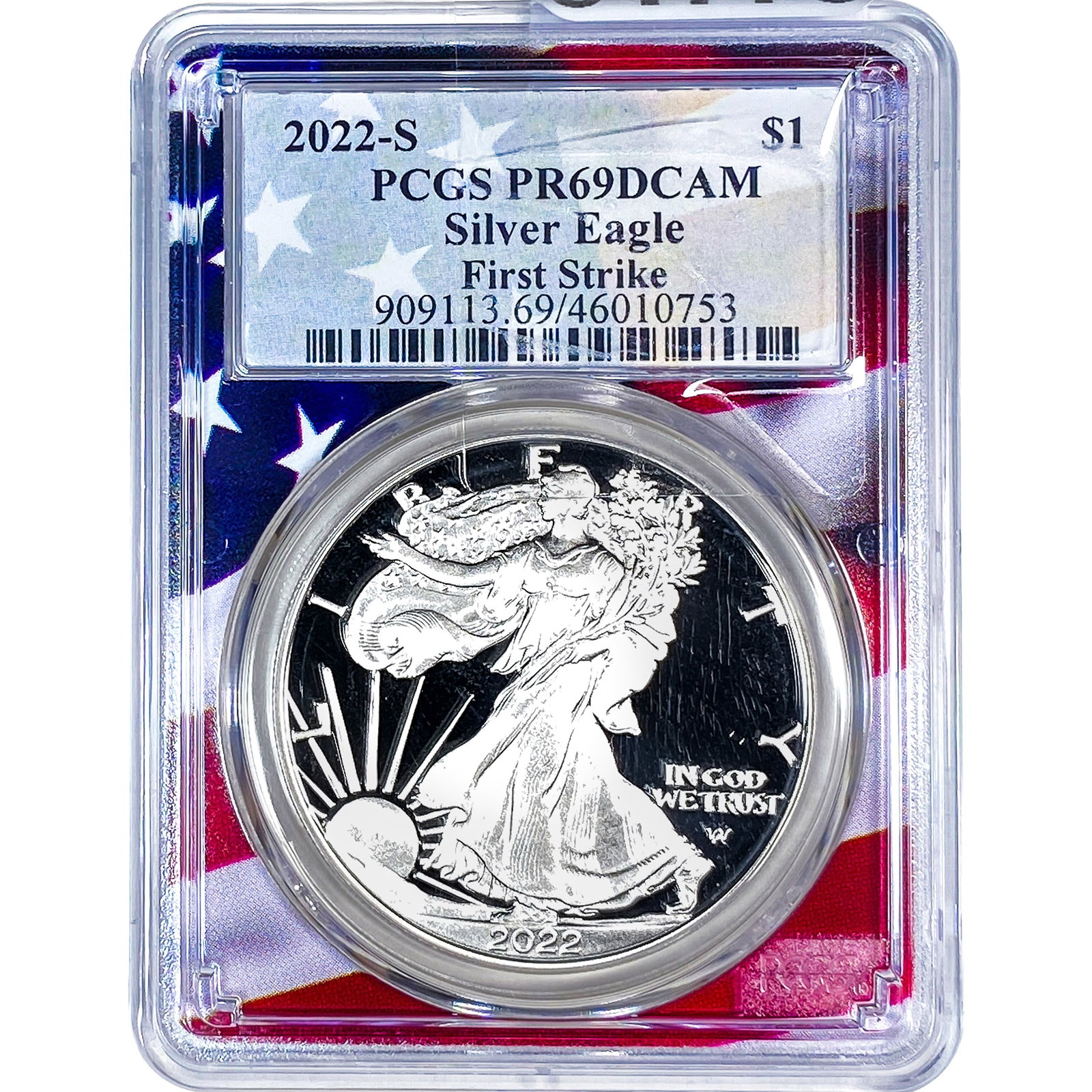 2022-S Silver Eagle PCGS PR69 DCAM: 2022-S Silver Eagle PCGS PR69 DCAM