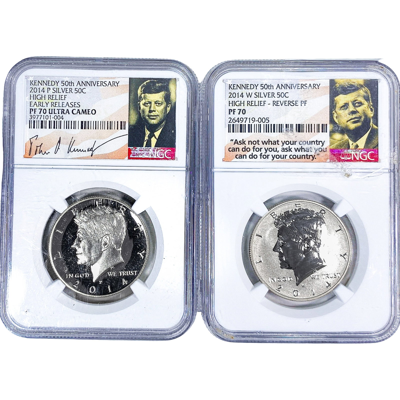 [2 Coins] 2014-W,P Kennedy Half Dollar NGC PF70 Ultra Cameo: [2 Coins] 2014-W,P Kennedy Half Dollar NGC PF70 Ultra Cameo