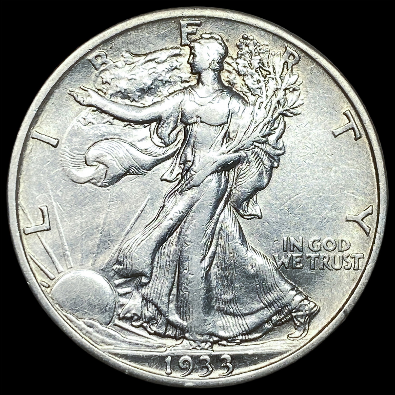 1933-S Silver Walking Liberty Half Dollar CLOSELY UNCIRCULATED: 1933-S Silver Walking Liberty Half Dollar CLOSELY UNCIRCULATED