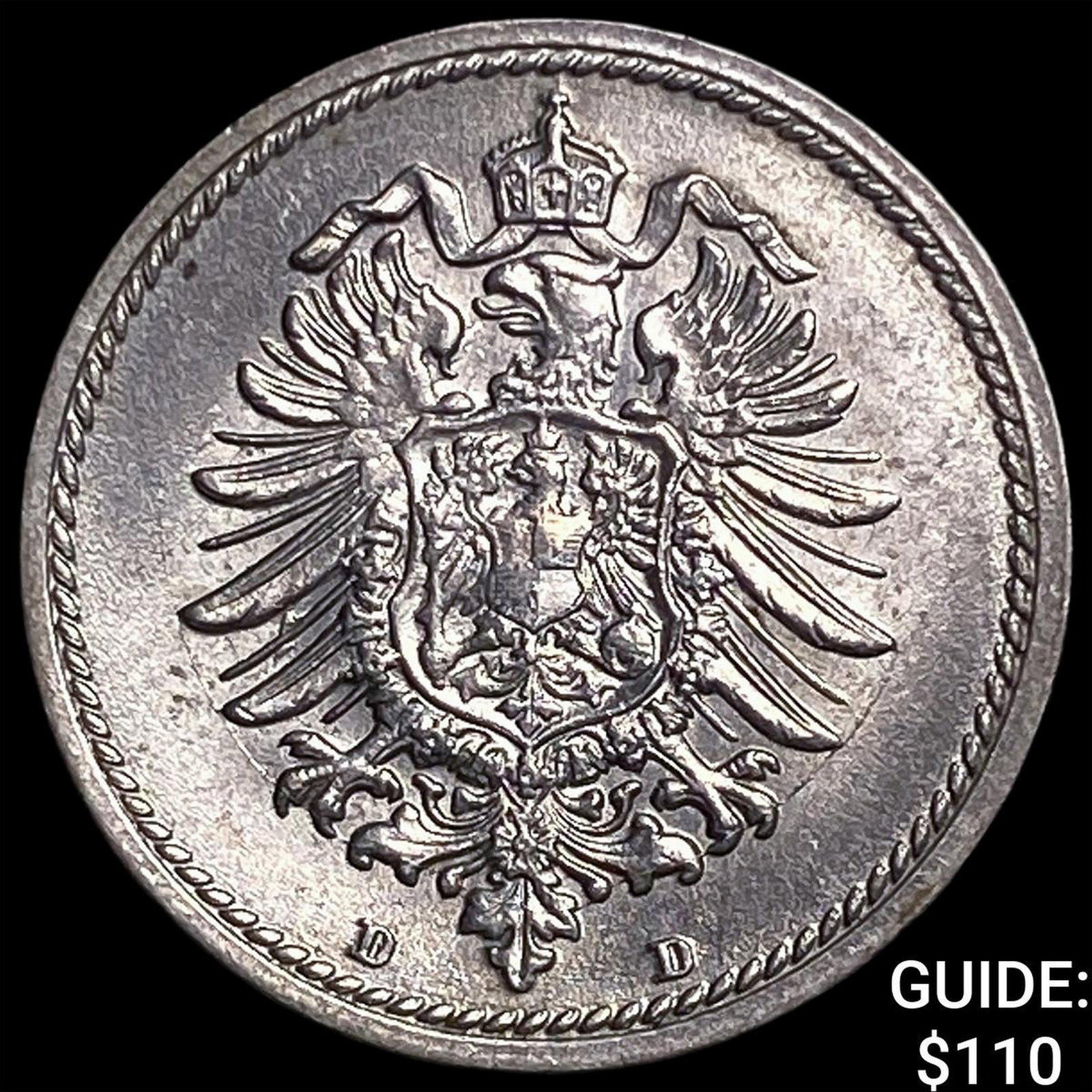 1889-D Germany Copper Nickel 5 Pfennig: 1889-D Germany Copper Nickel 5 Pfennig