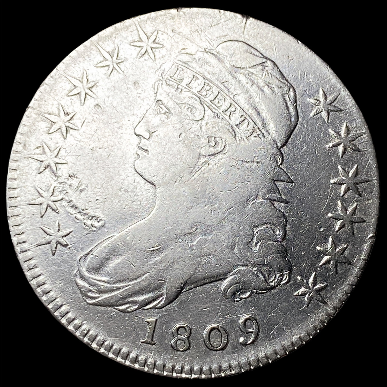 1809 Capped Bust Half Dollar ABOUT UNCIRCULATED: 1809 Capped Bust Half Dollar ABOUT UNCIRCULATED