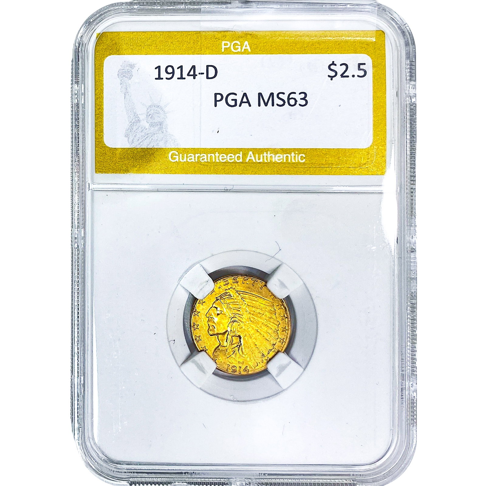 1914-D $2.50 Gold Quarter Eagle PGA MS63 (1 of 2)
