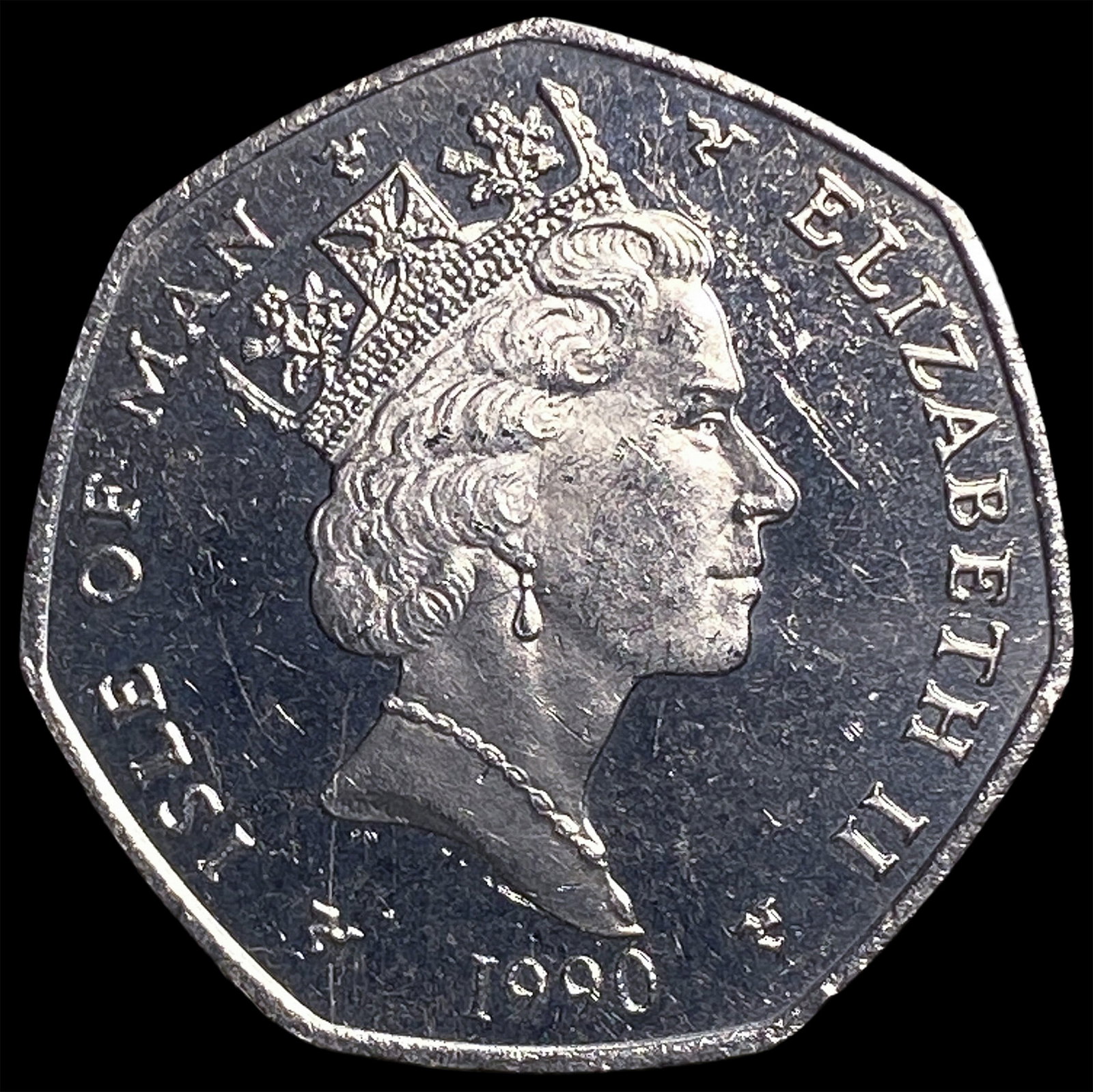 1990 AA Isle of Man Copper Nickel 50 Pence: 1990 AA Isle of Man Copper Nickel 50 Pence