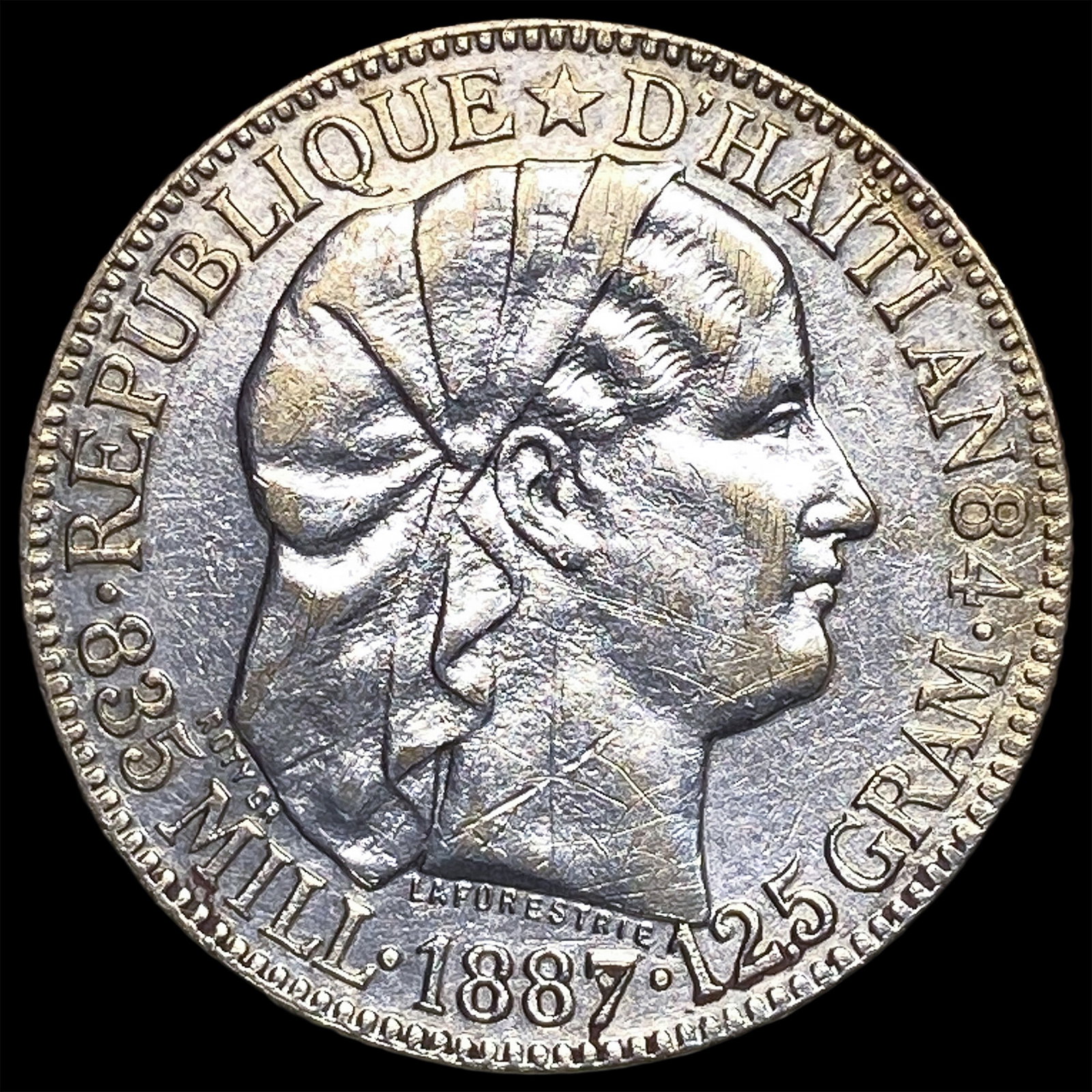 1887 Haiti Silver 50 Centimes: 1887 Haiti Silver 50 Centimes