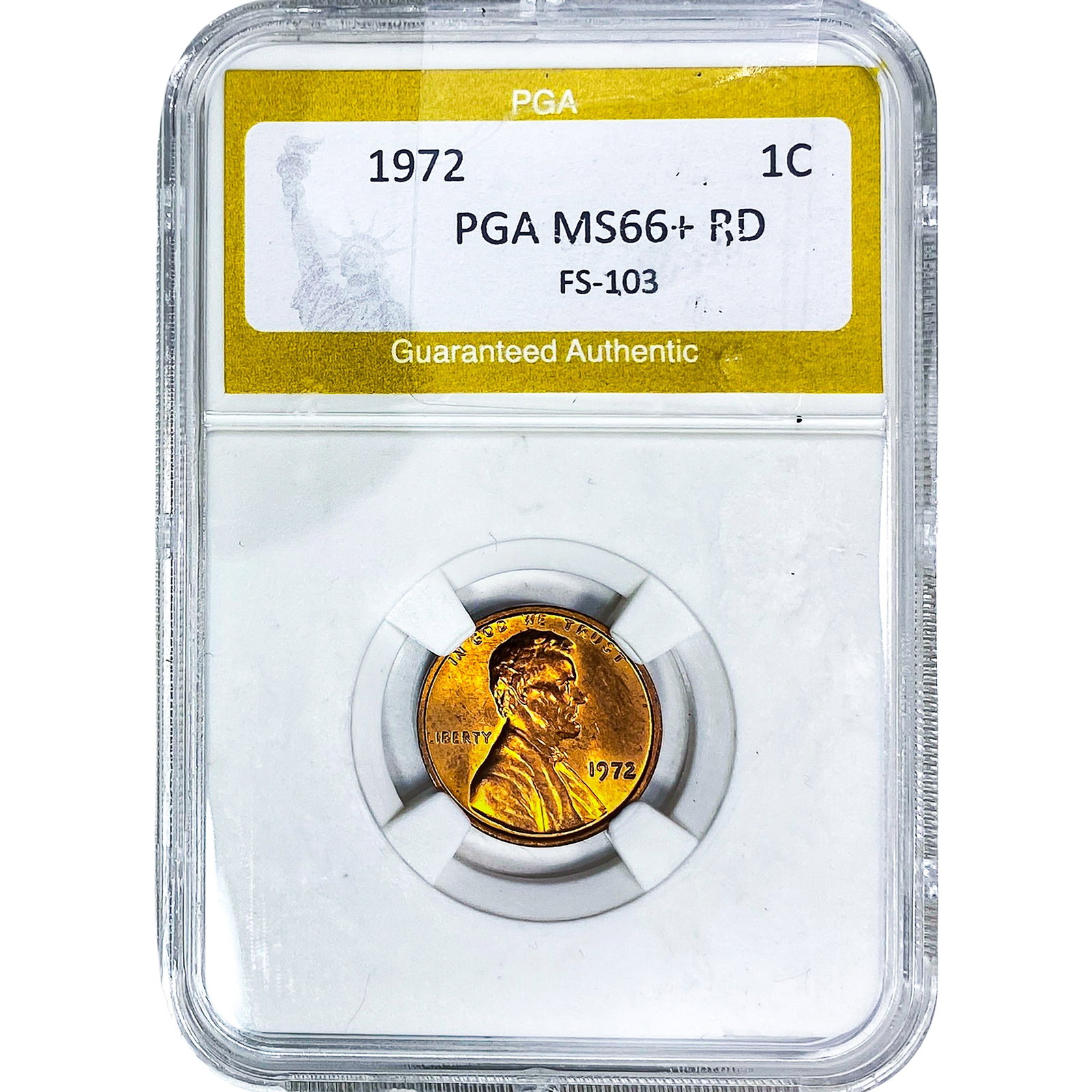 1972 Wheat Cent PGA MS66+ RD: 1972 Wheat Cent PGA MS66+ RD