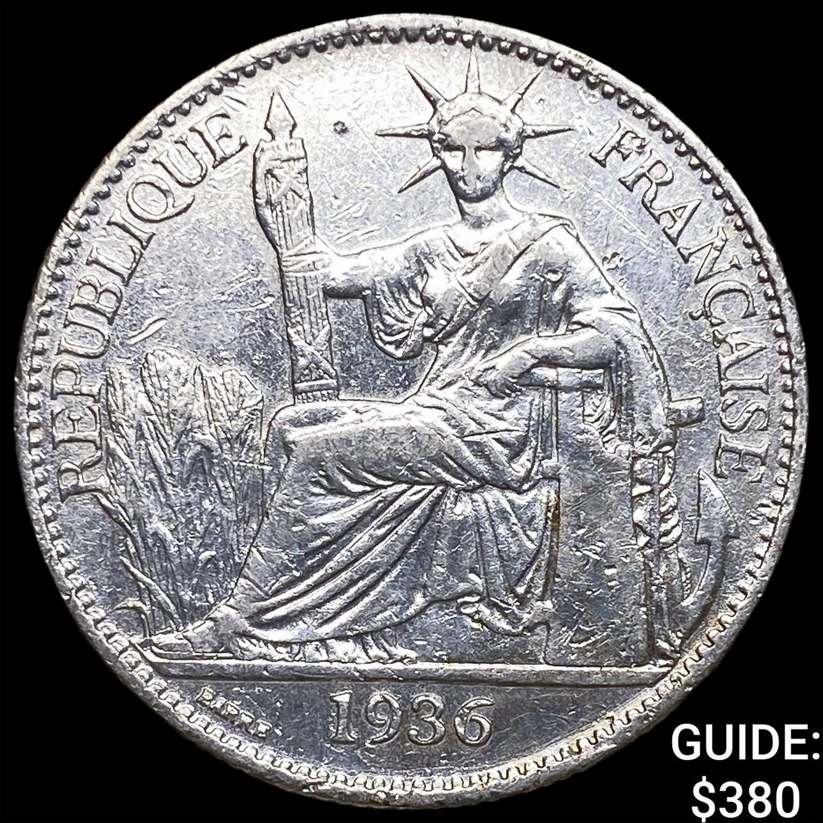 1936 French Indo-China Silver 50 Centimes: 1936 French Indo-China Silver 50 Centimes