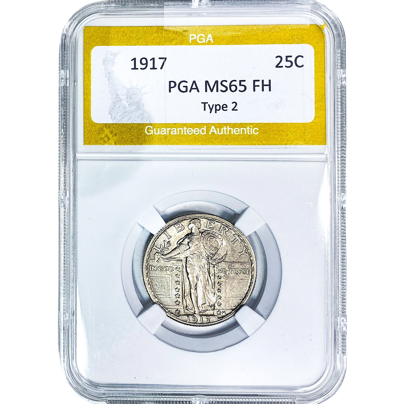 1917 Standing Liberty Quarter PGA MS65 FH Type 2: 1917 Standing Liberty Quarter PGA MS65 FH Type 2