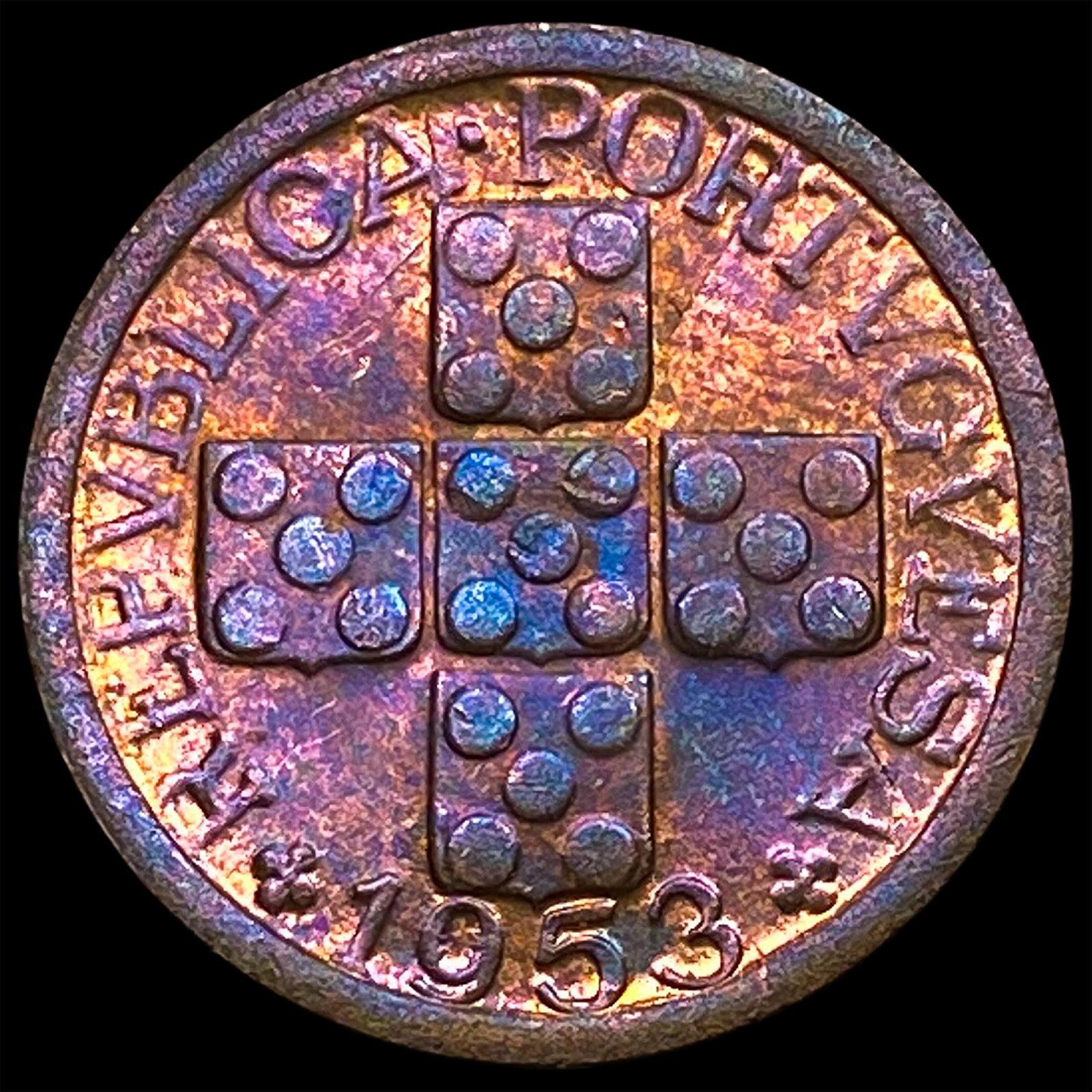 1953 Portugal Bronze 10 Centavod: 1953 Portugal Bronze 10 Centavod