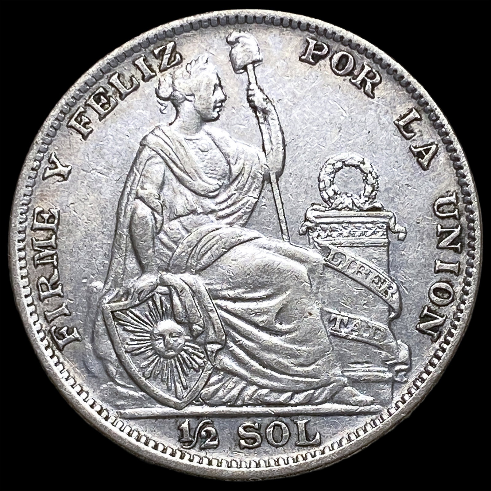 1935 Peru Silver 1/2 Sol: 1935 Peru Silver 1/2 Sol