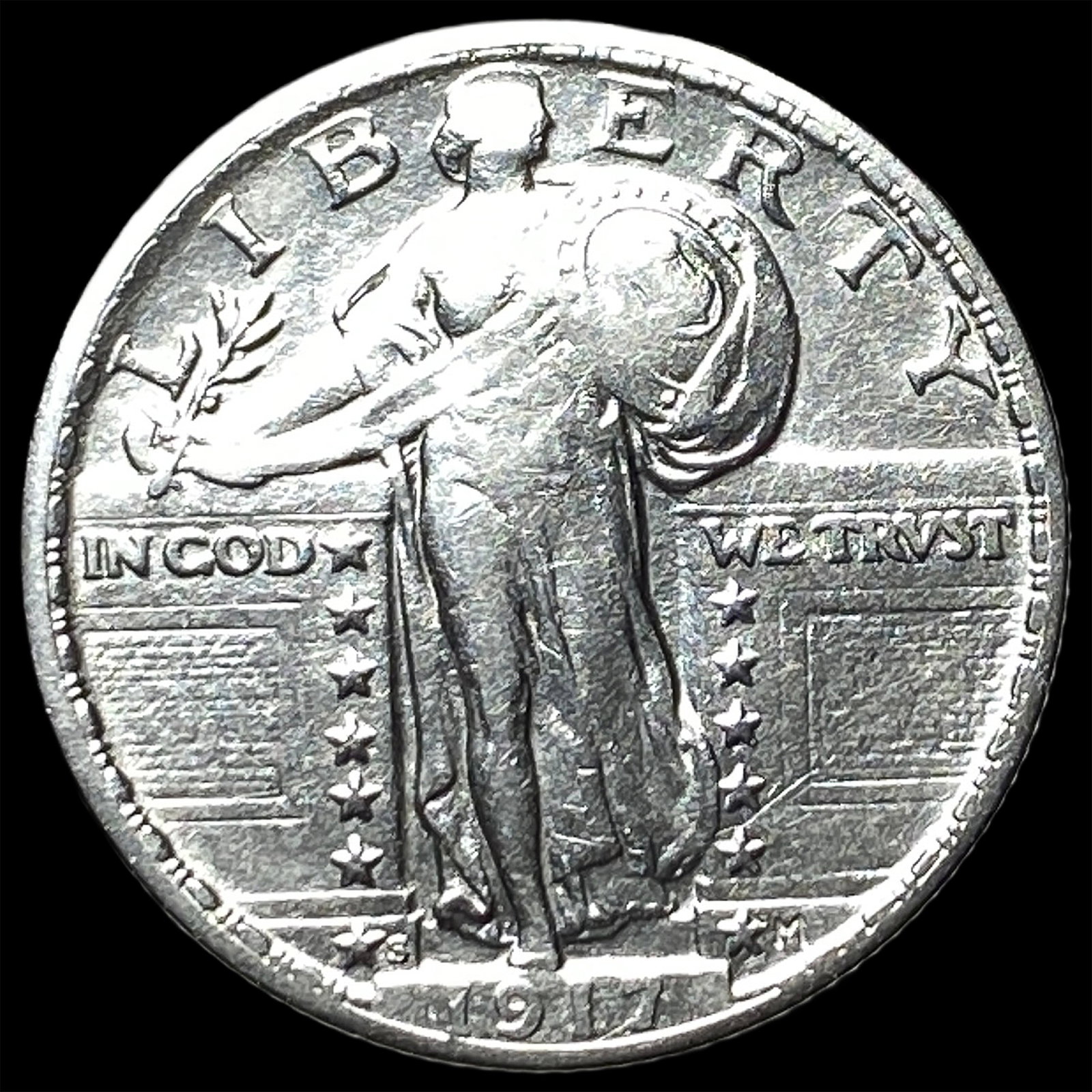 1917-S Type 1 Standing Liberty Quarter NEARLY UNCIRCULATED: 1917-S Type 1 Standing Liberty Quarter NEARLY UNCIRCULATED