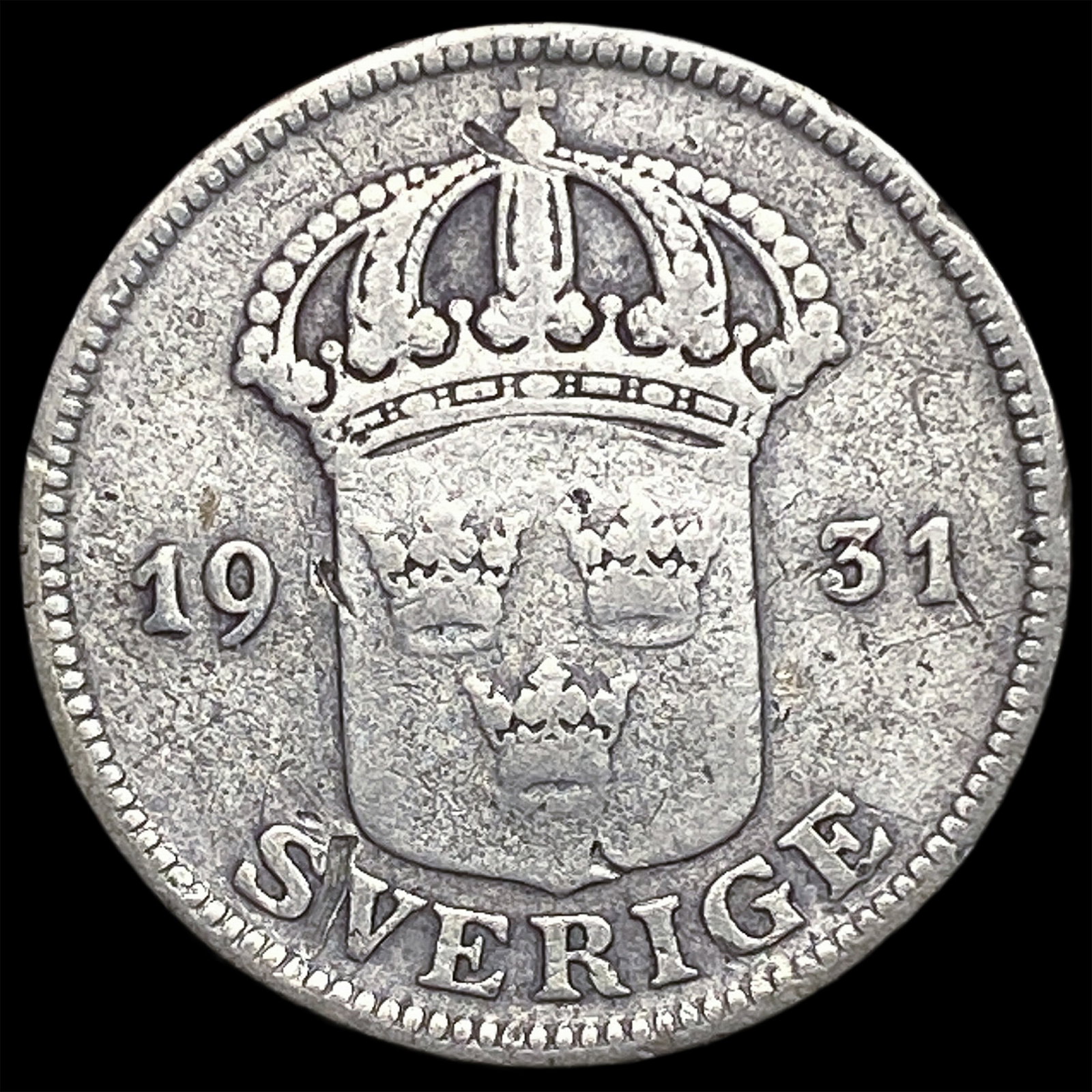1931G Sweden Gustaf V Silver 50 Ore: 1931G Sweden Gustaf V Silver 50 Ore