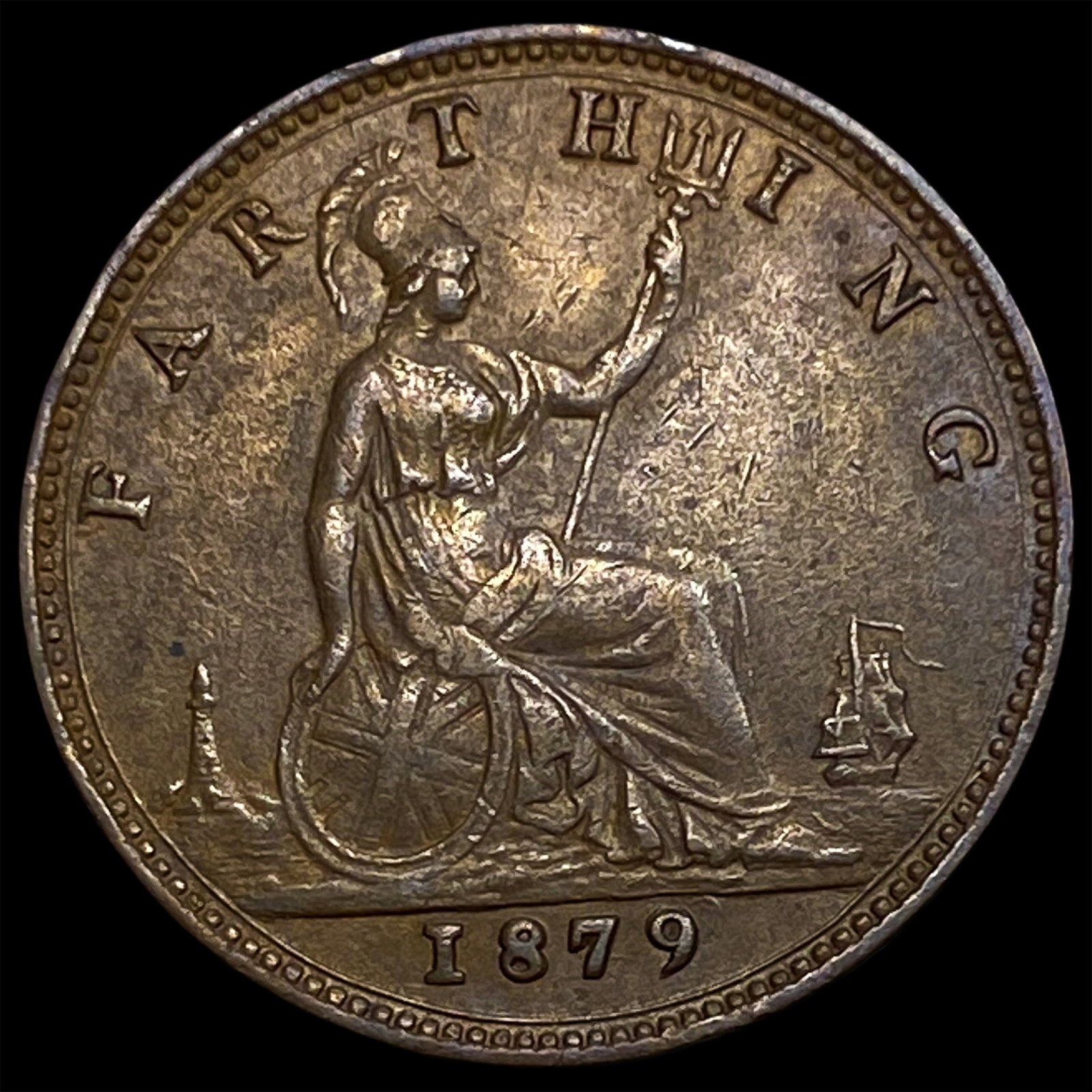 1879 Great Britain Bronze Farthing: 1879 Great Britain Bronze Farthing