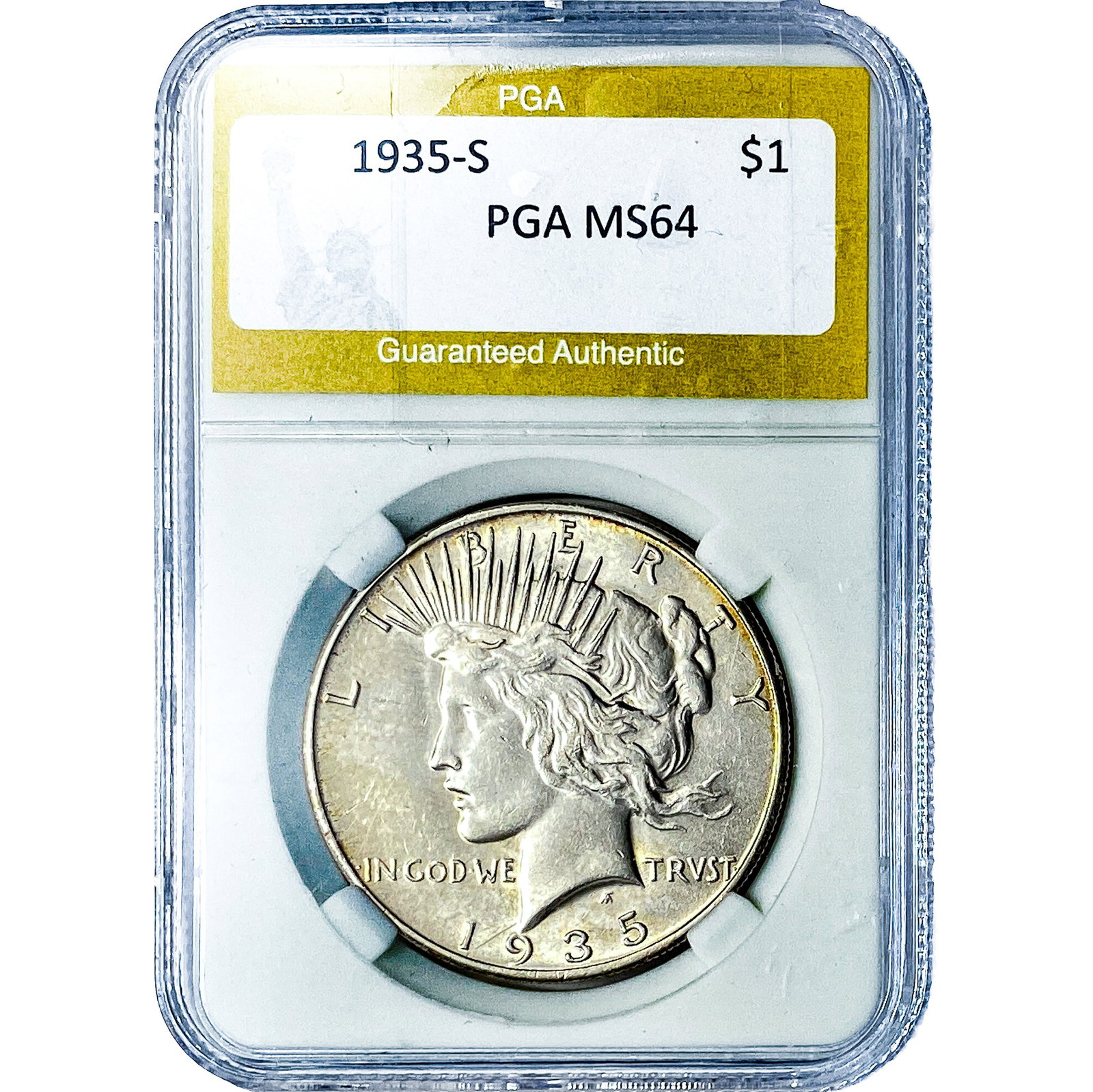 1935-S Silver Peace Dollar PGA MS64: 1935-S Silver Peace Dollar PGA MS64