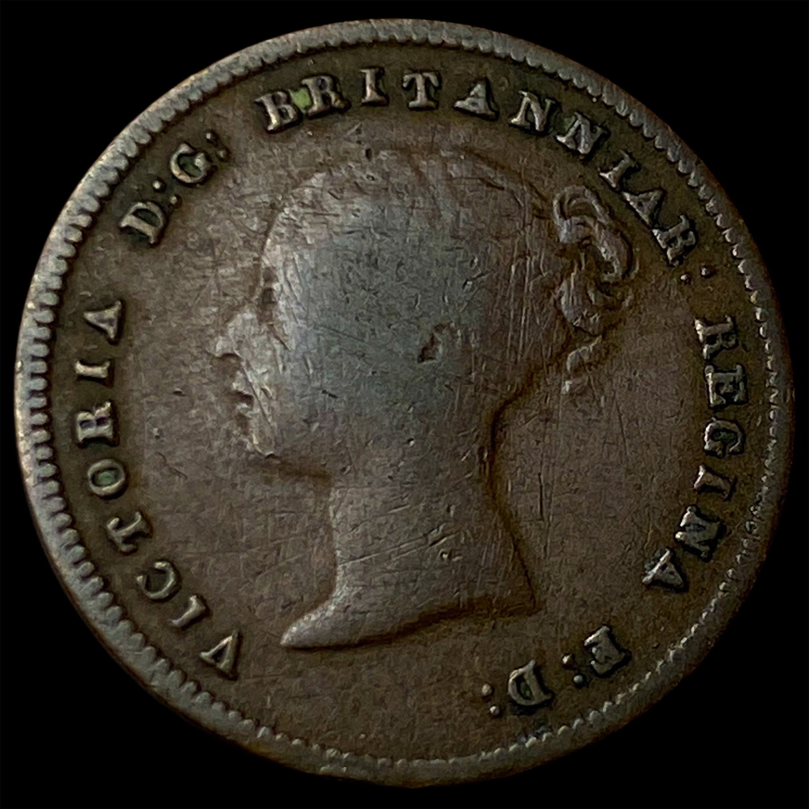 1844 Great Britain Copper 1/2 Farthing: 1844 Great Britain Copper 1/2 Farthing