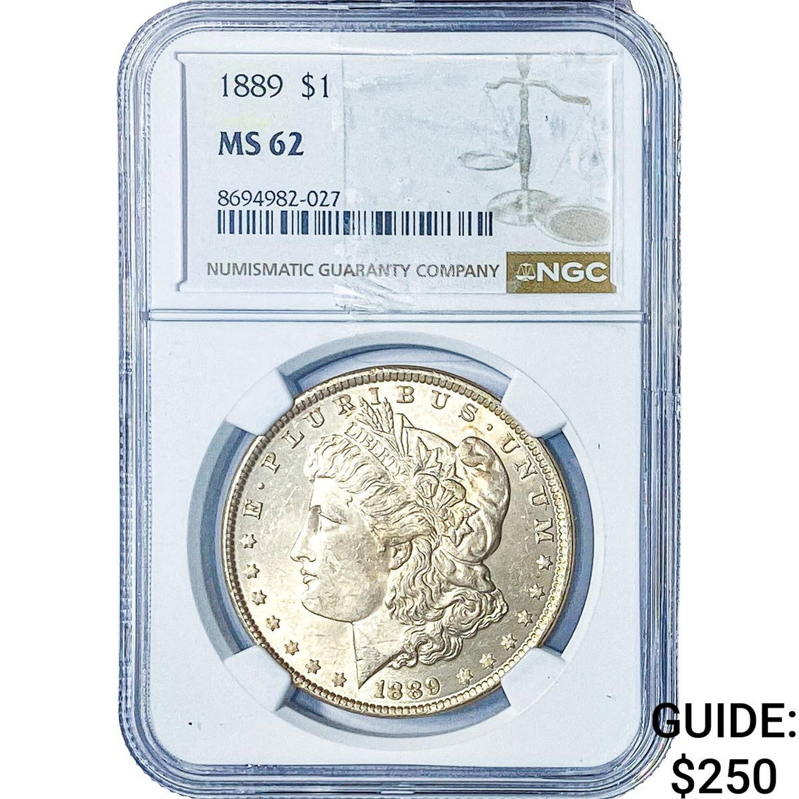 1889 Morgan Silver Dollar NGC MS62: 1889 Morgan Silver Dollar NGC MS62