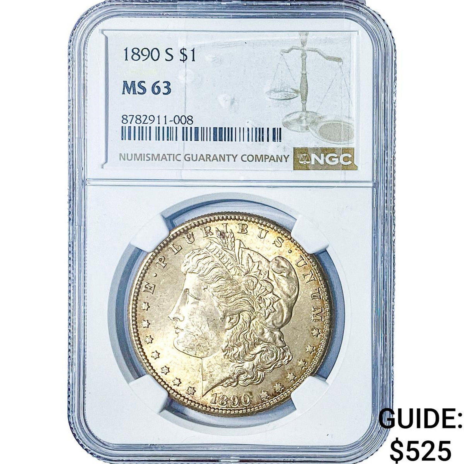 1890-S Morgan Silver Dollar NGC MS63: 1890-S Morgan Silver Dollar NGC MS63