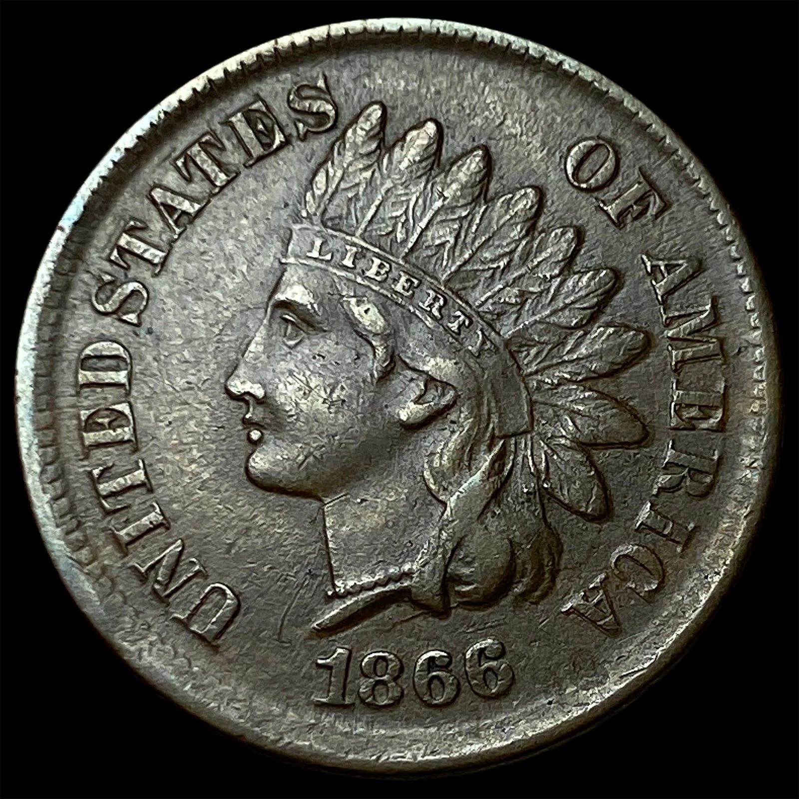 1866 Indian Head Cent NEARLY UNCIRCULATED: 1866 Indian Head Cent NEARLY UNCIRCULATED