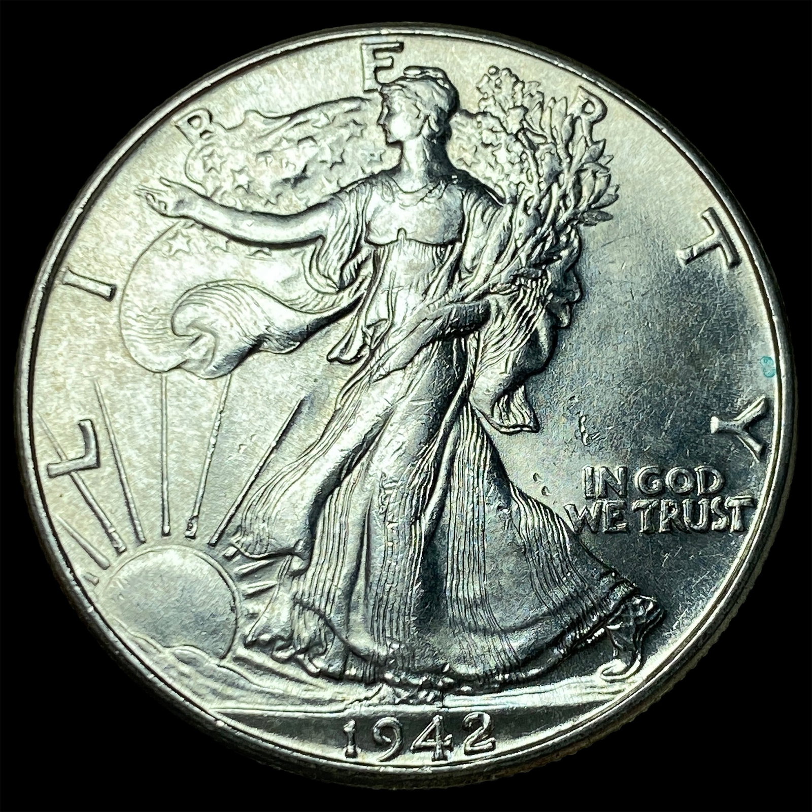 1942 Silver Half Dollar (Walking Liberty) GEM BU: 1942 Silver Half Dollar (Walking Liberty) GEM BU