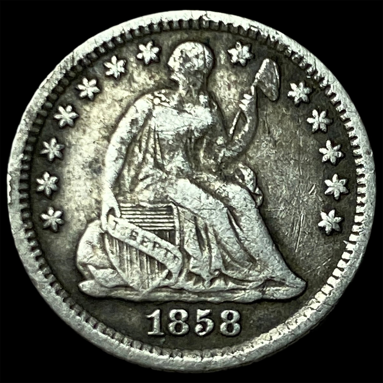1858-O Silver Half Dime LIGHTLY CIRCULATED: 1858-O Silver Half Dime LIGHTLY CIRCULATED