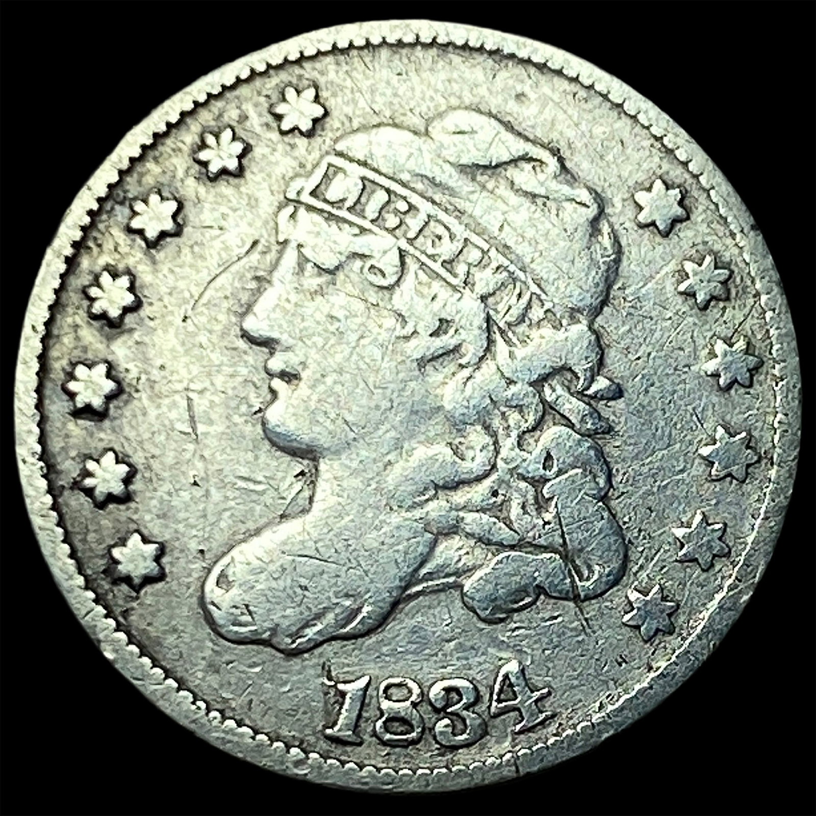 1834 Capped Bust Half Dime LIGHTLY CIRCULATED: 1834 Capped Bust Half Dime LIGHTLY CIRCULATED