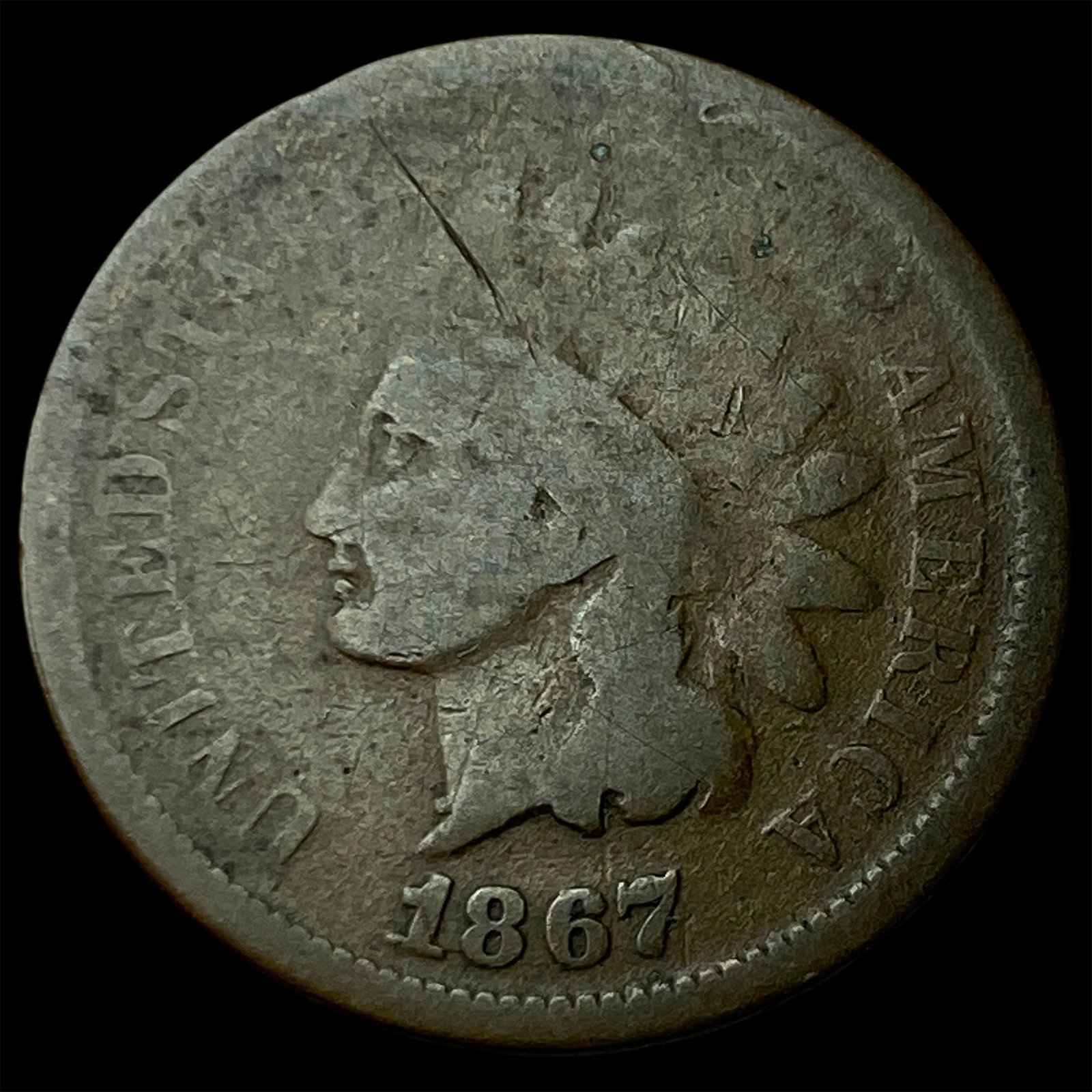 1867 Indian Head Cent NICELY CIRCULATED (1 of 2)