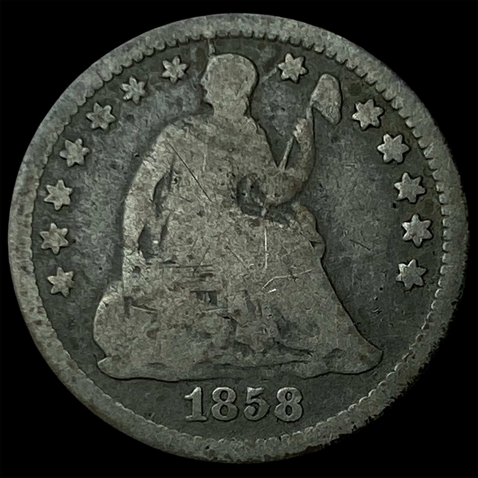 1858-O Silver Half Dime NICELY CIRCULATED: 1858-O Silver Half Dime NICELY CIRCULATED