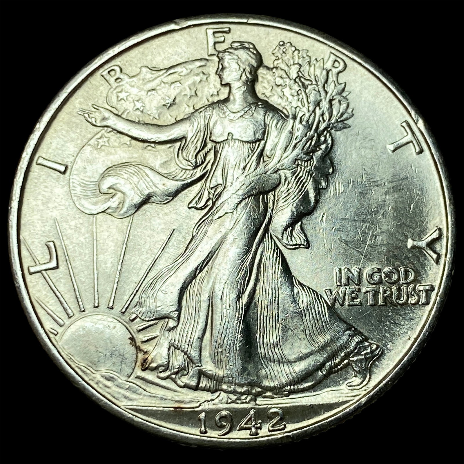 1942-D Silver Half Dollar Walking Liberty CHOICE BU: 1942-D Silver Half Dollar Walking Liberty CHOICE BU