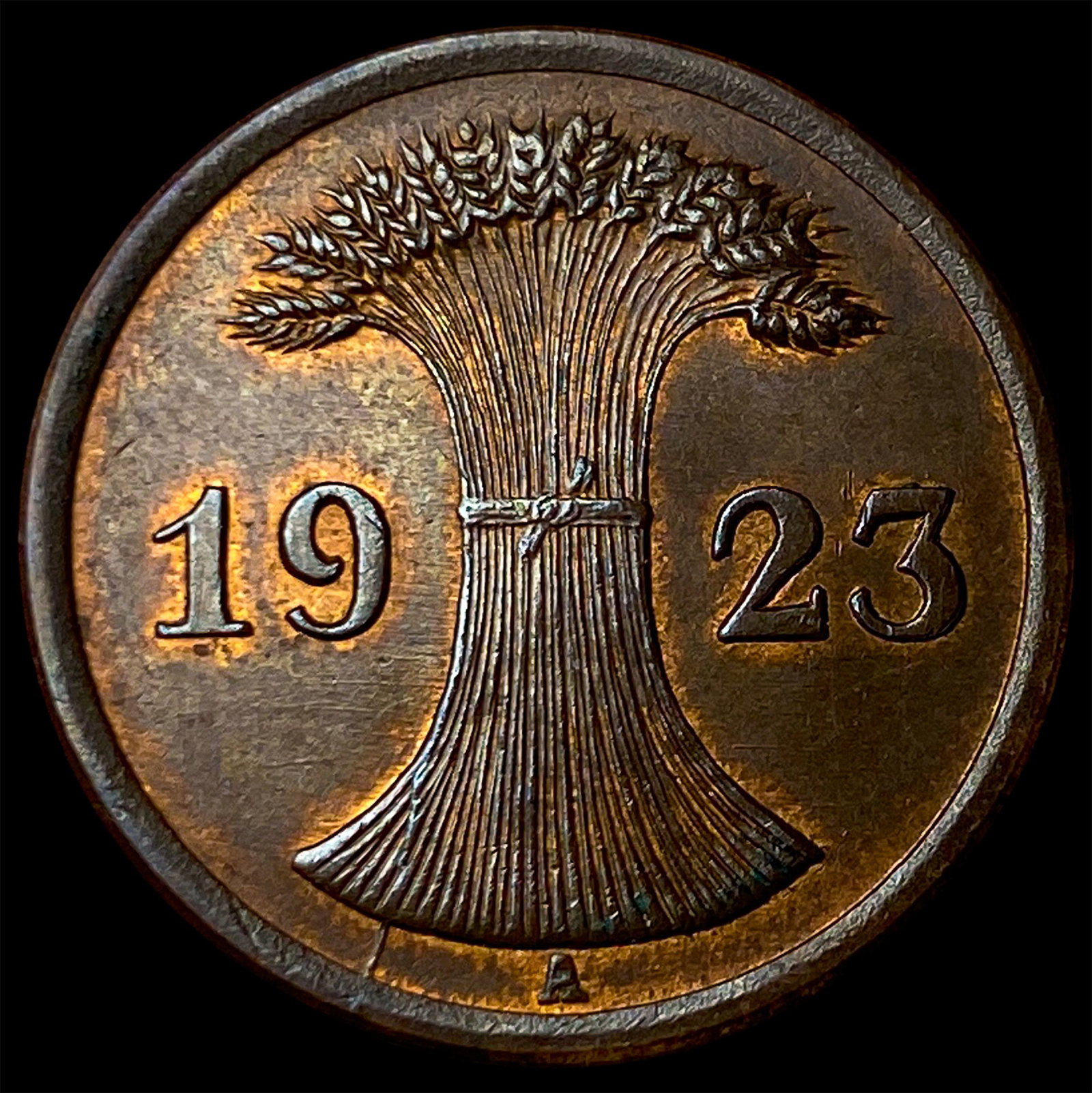 1923A Germany Weimar Republic Bronze 2 Pfennig (1 of 2)