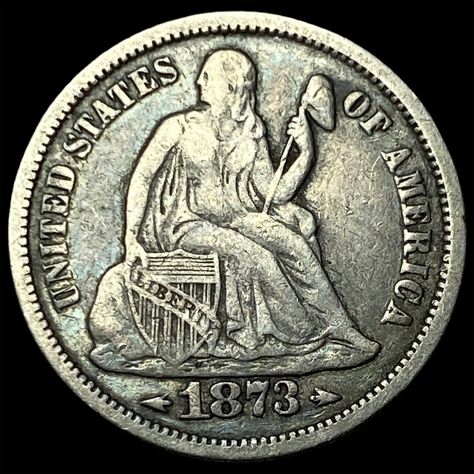 1873 Arrows Seated Liberty Dime LIGHTLY CIRCULATED: 1873 Arrows Seated Liberty Dime LIGHTLY CIRCULATED