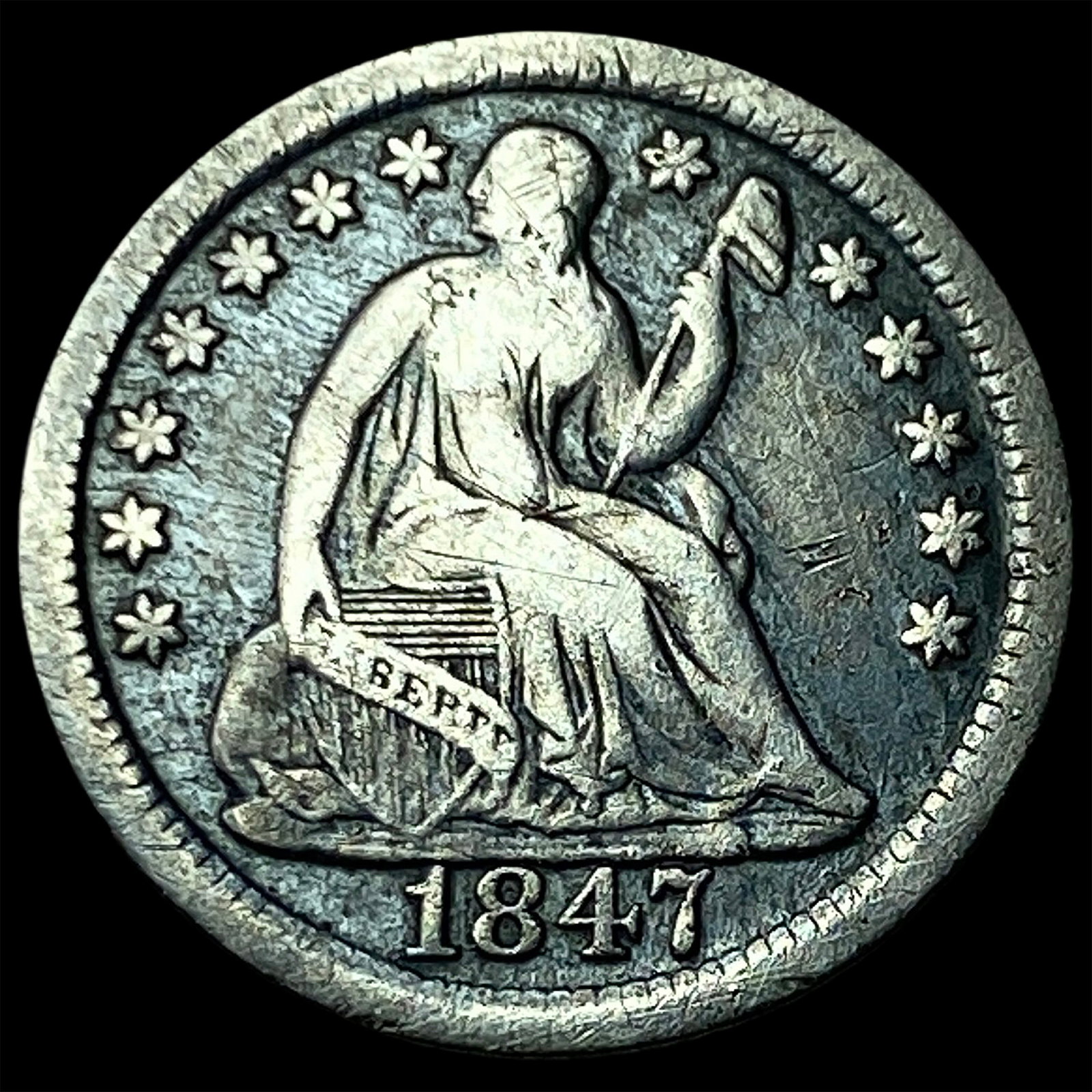 1847 Seated Liberty Half Dime NEARLY UNCIRCULATED: 1847 Seated Liberty Half Dime NEARLY UNCIRCULATED