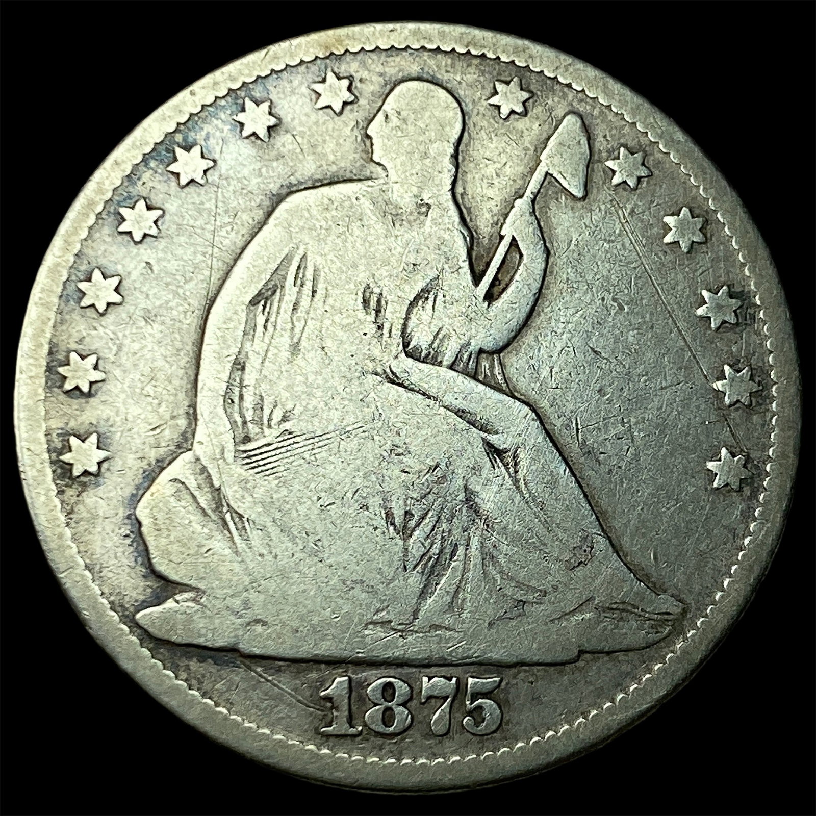 1875 Seated Liberty Half Dollar LIGHTLY CIRCULATED: 1875 Seated Liberty Half Dollar LIGHTLY CIRCULATED