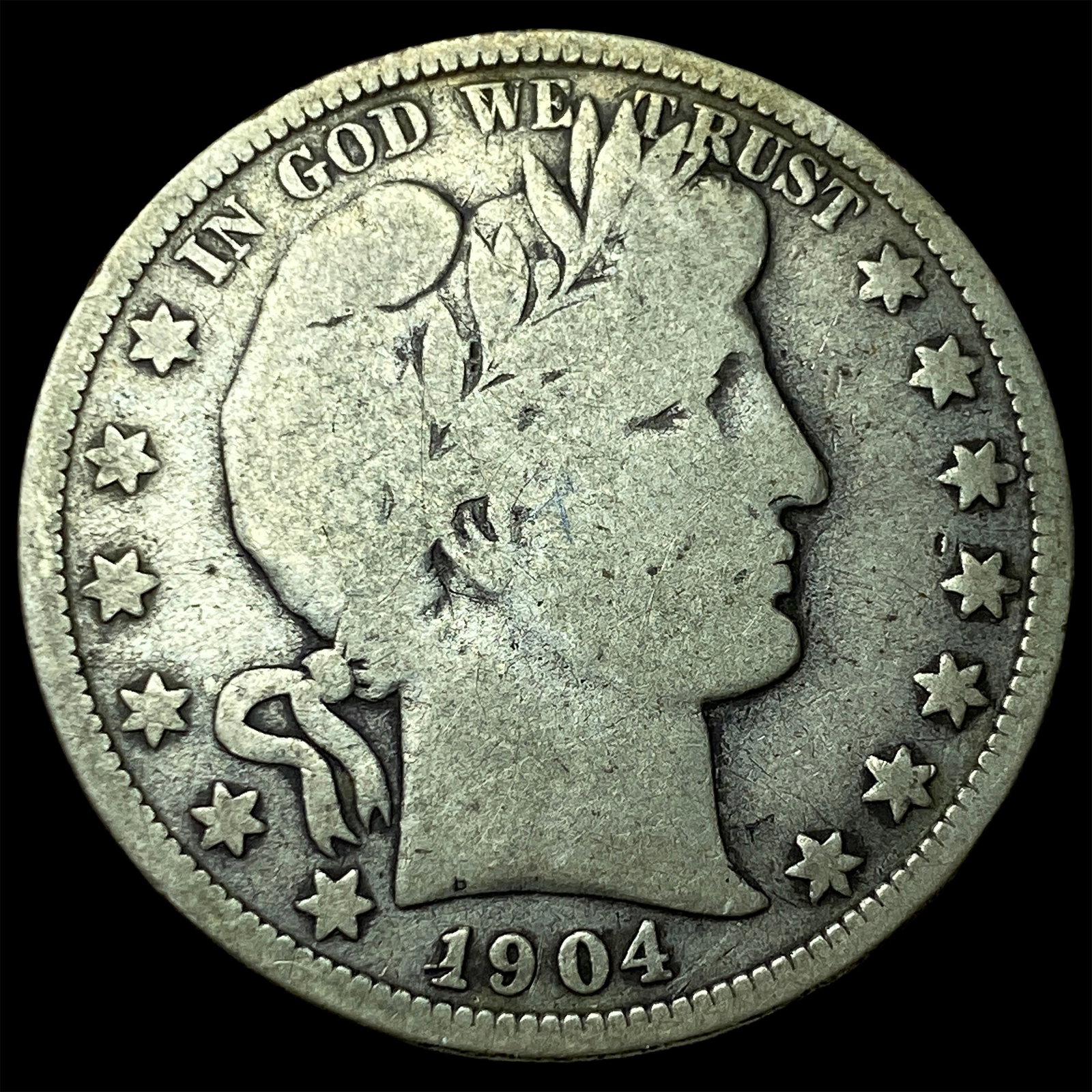 1904-O Silver Barber Half Dollar LIGHTLY CIRCULATED: 1904-O Silver Barber Half Dollar LIGHTLY CIRCULATED