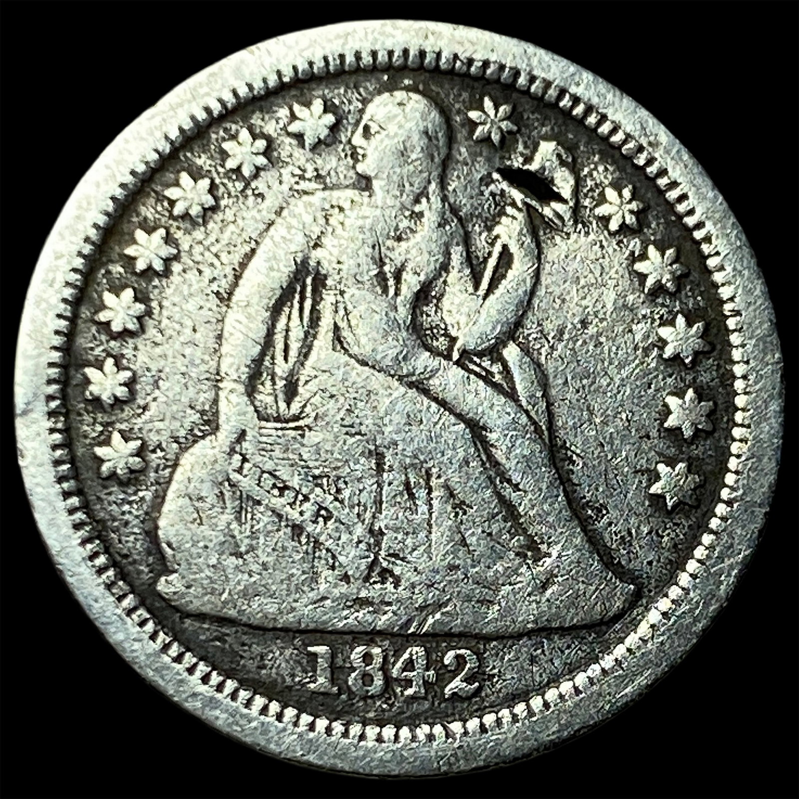 1842 Seated Liberty Dime NICELY CIRCULATED: 1842 Seated Liberty Dime NICELY CIRCULATED