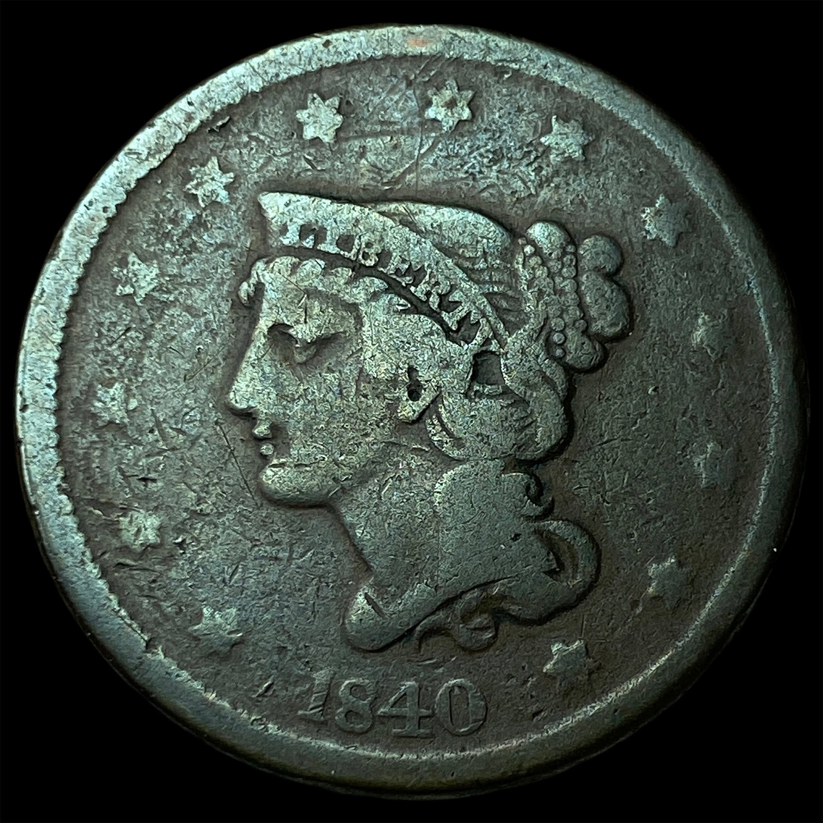 1840 Braided Hair Large Cent LIGHTLY CIRCULATED: 1840 Braided Hair Large Cent LIGHTLY CIRCULATED