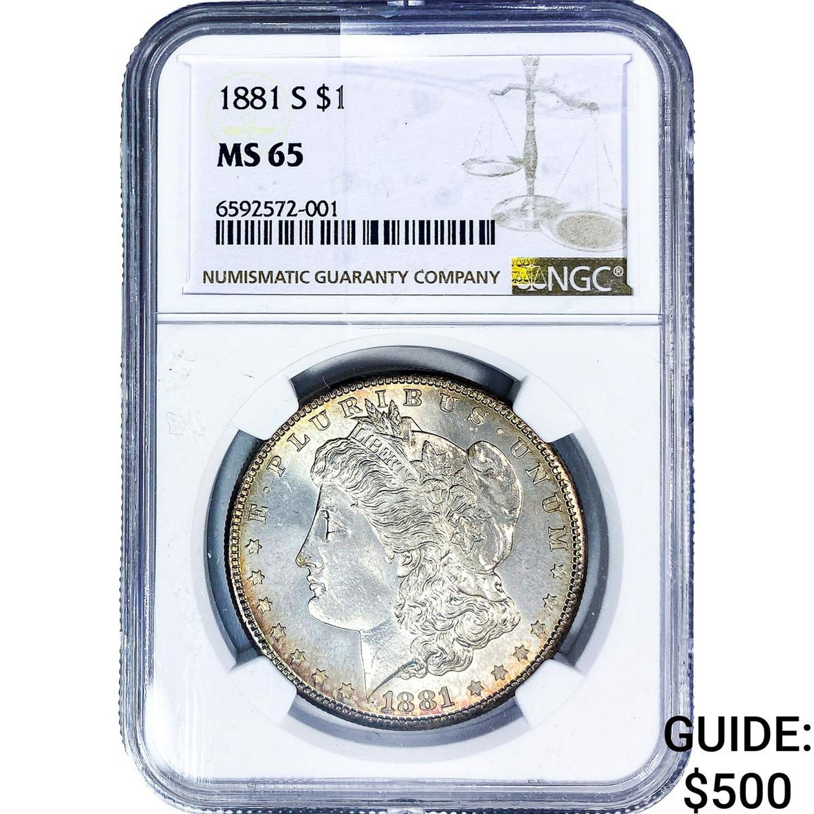 1881-S Morgan Silver Dollar NGC MS65: 1881-S Morgan Silver Dollar NGC MS65