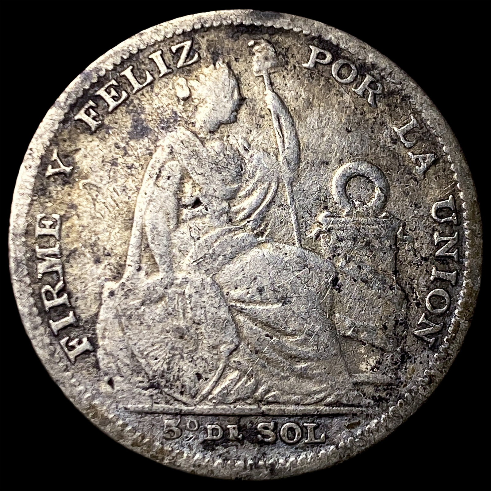1891 TF Peru Silver 1/5 Sol (1 of 2)