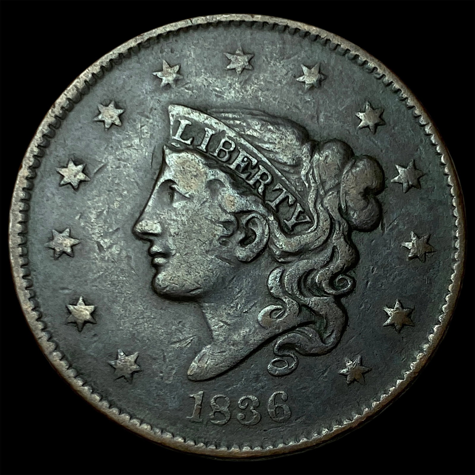 1836 Coronet Head Large Cent NEARLY UNCIRCULATED (1 of 2)