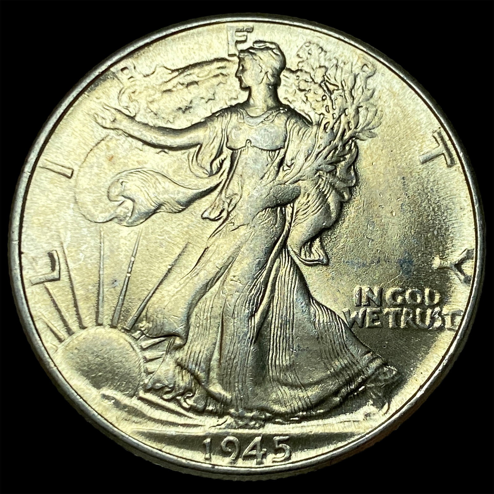 1945 Silver Walking Liberty Half Dollar GEM BU: 1945 Silver Walking Liberty Half Dollar GEM BU