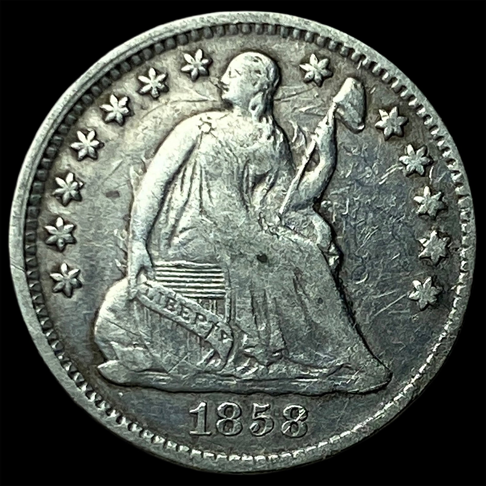 1858 Seated Liberty Half Dime LIGHTLY CIRCULATED: 1858 Seated Liberty Half Dime LIGHTLY CIRCULATED