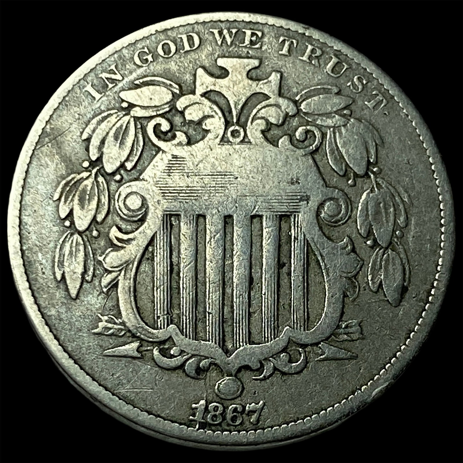 1867 Shield Nickel LIGHTLY CIRCULATED: 1867 Shield Nickel LIGHTLY CIRCULATED