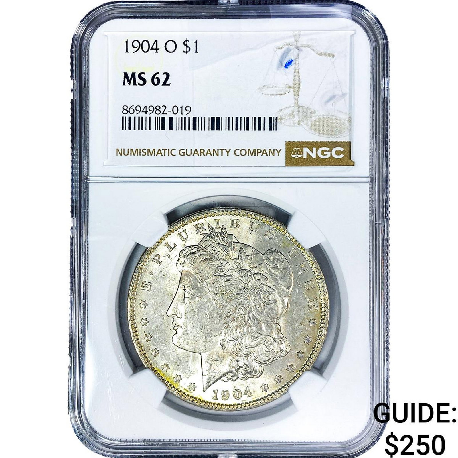 1904-O Morgan Silver Dollar NGC MS62: 1904-O Morgan Silver Dollar NGC MS62
