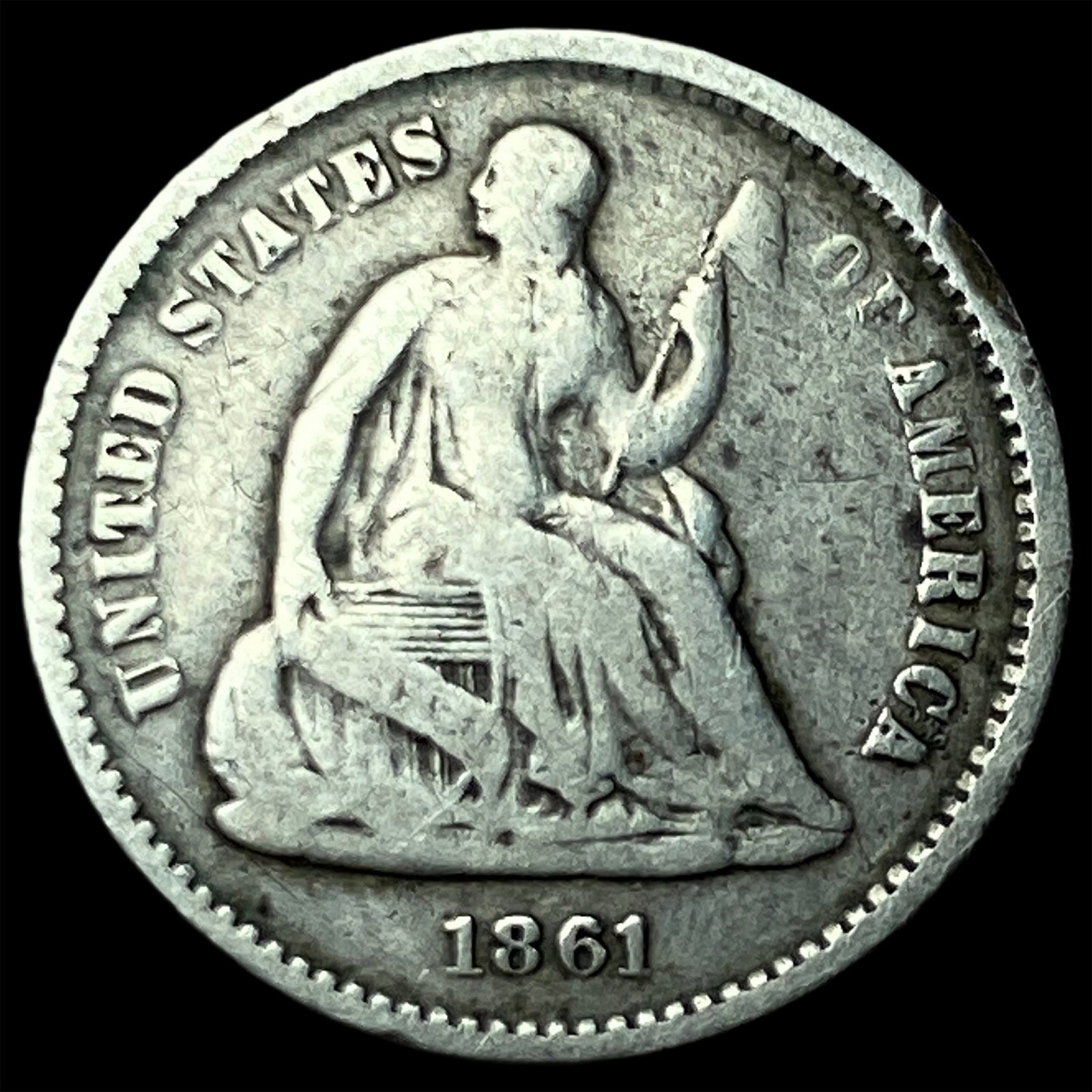 1861 Seated Liberty Half Dime LIGHTLY CIRCULATED: 1861 Seated Liberty Half Dime LIGHTLY CIRCULATED