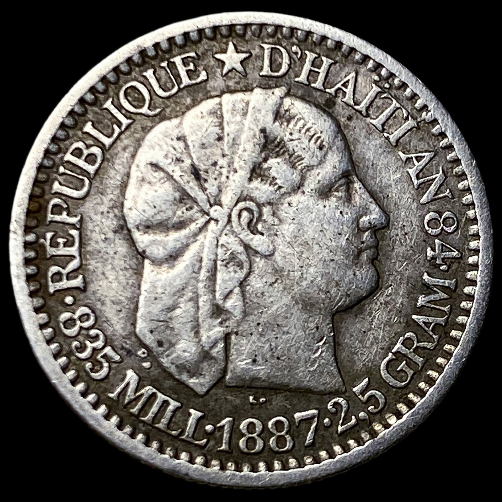 1887 Haiti Silver 10 Centimes (1 of 2)