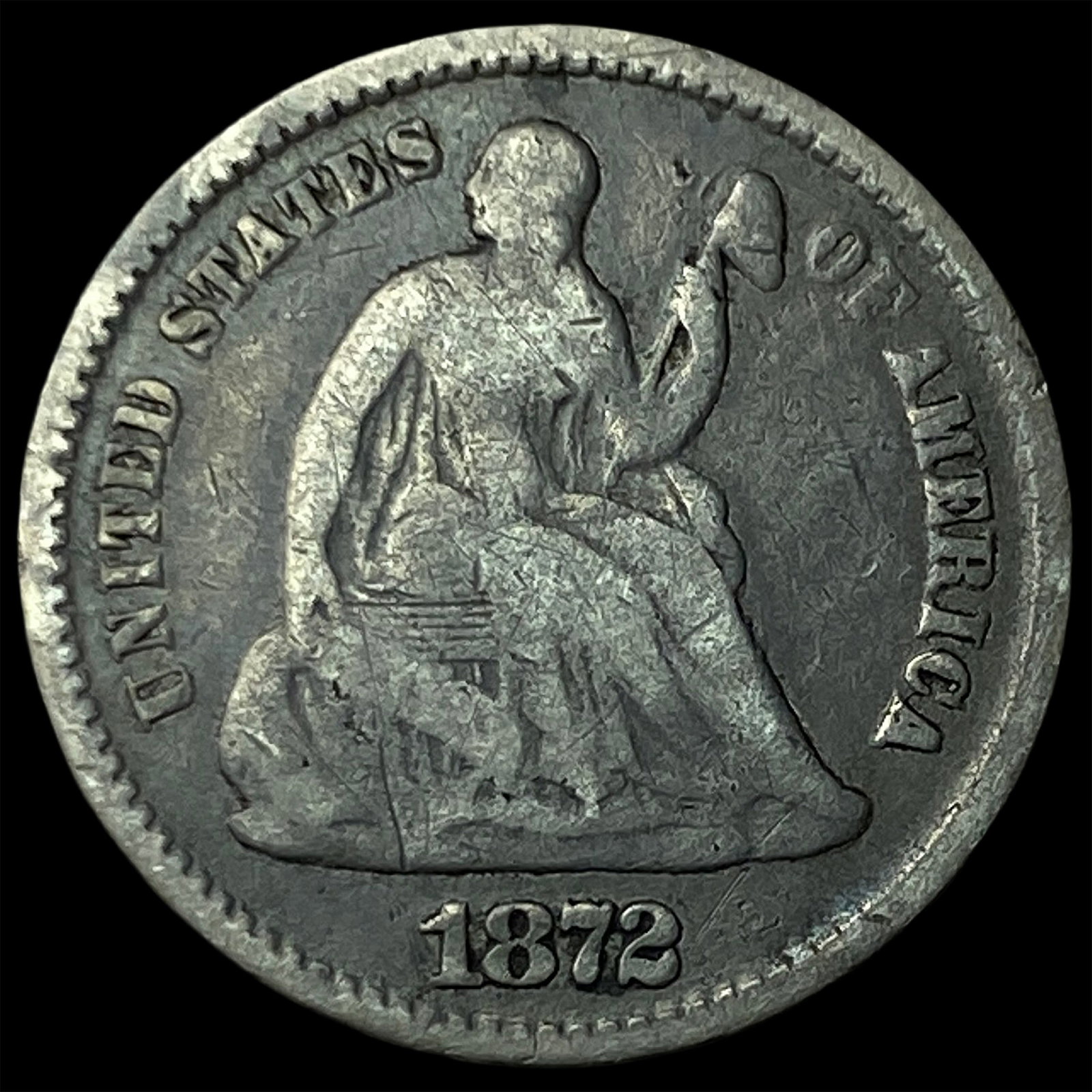 1872 Silver Half Dime LIGHTLY CIRCULATED: 1872 Silver Half Dime LIGHTLY CIRCULATED