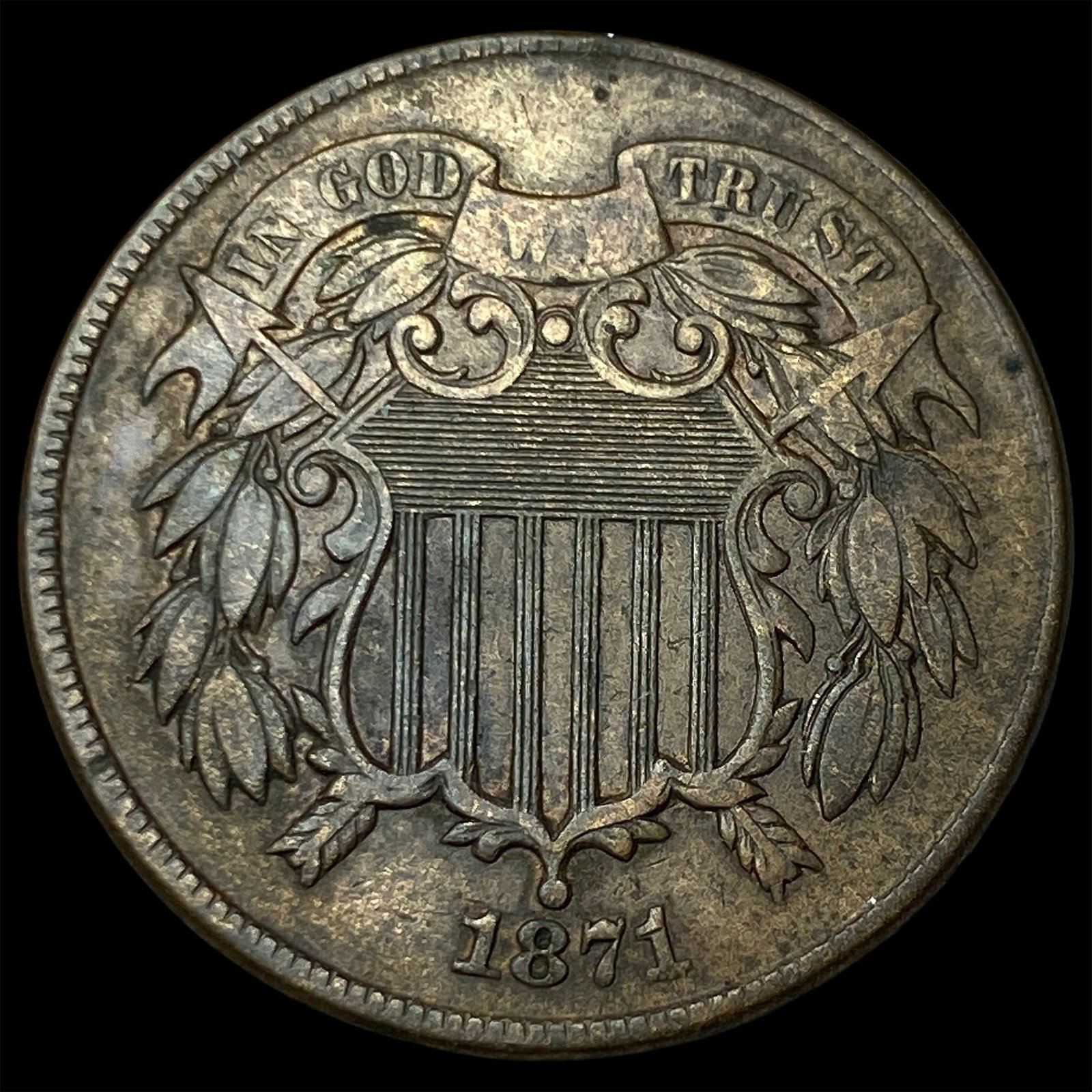 1871 Two-Cent Piece NEARLY UNCIRCULATED: 1871 Two-Cent Piece NEARLY UNCIRCULATED