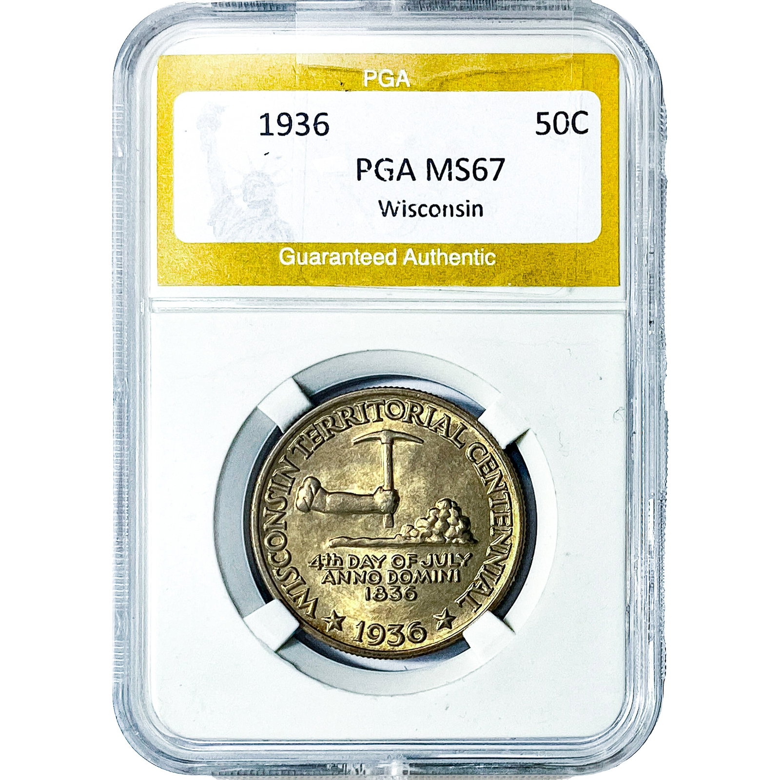 1936 Wisconsin Half Dollar PGA MS67: 1936 Wisconsin Half Dollar PGA MS67