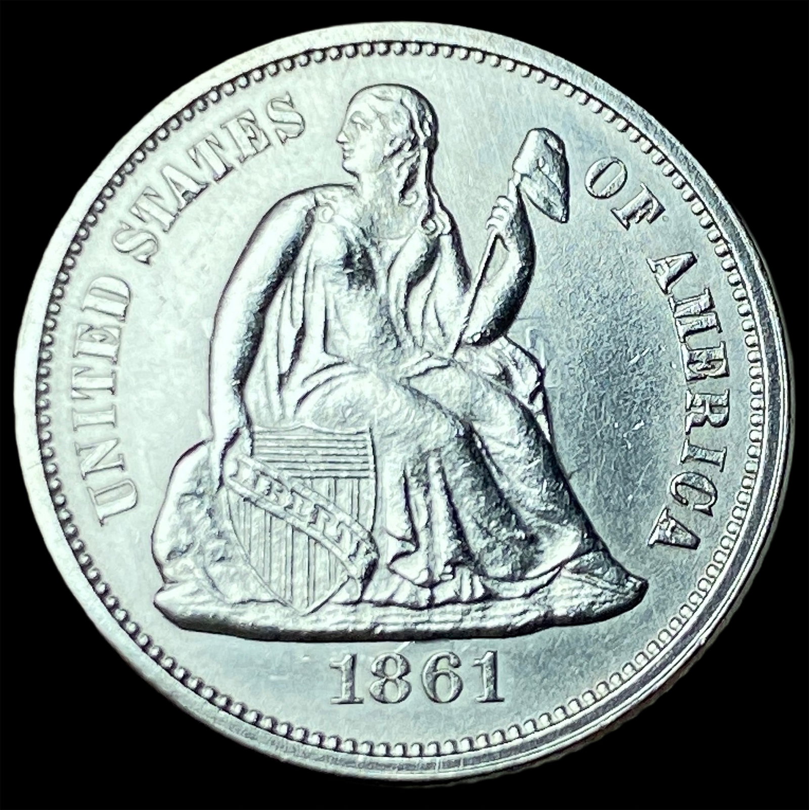 1861 Silver Seated Liberty Dime CHOICE BU: 1861 Silver Seated Liberty Dime CHOICE BU