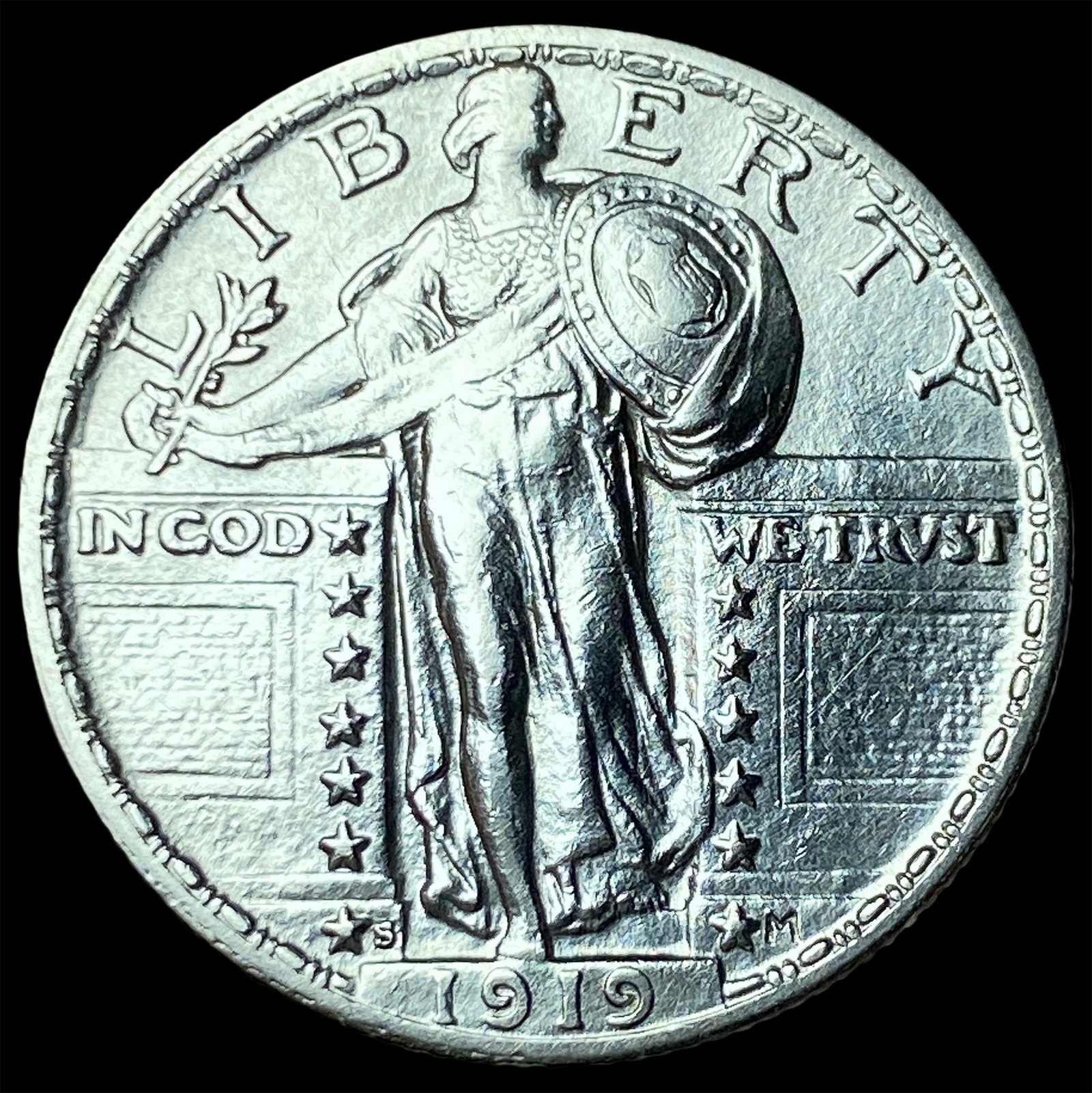 1919-S Silver Standing Liberty Quarter UNCIRCULATED: 1919-S Silver Standing Liberty Quarter UNCIRCULATED