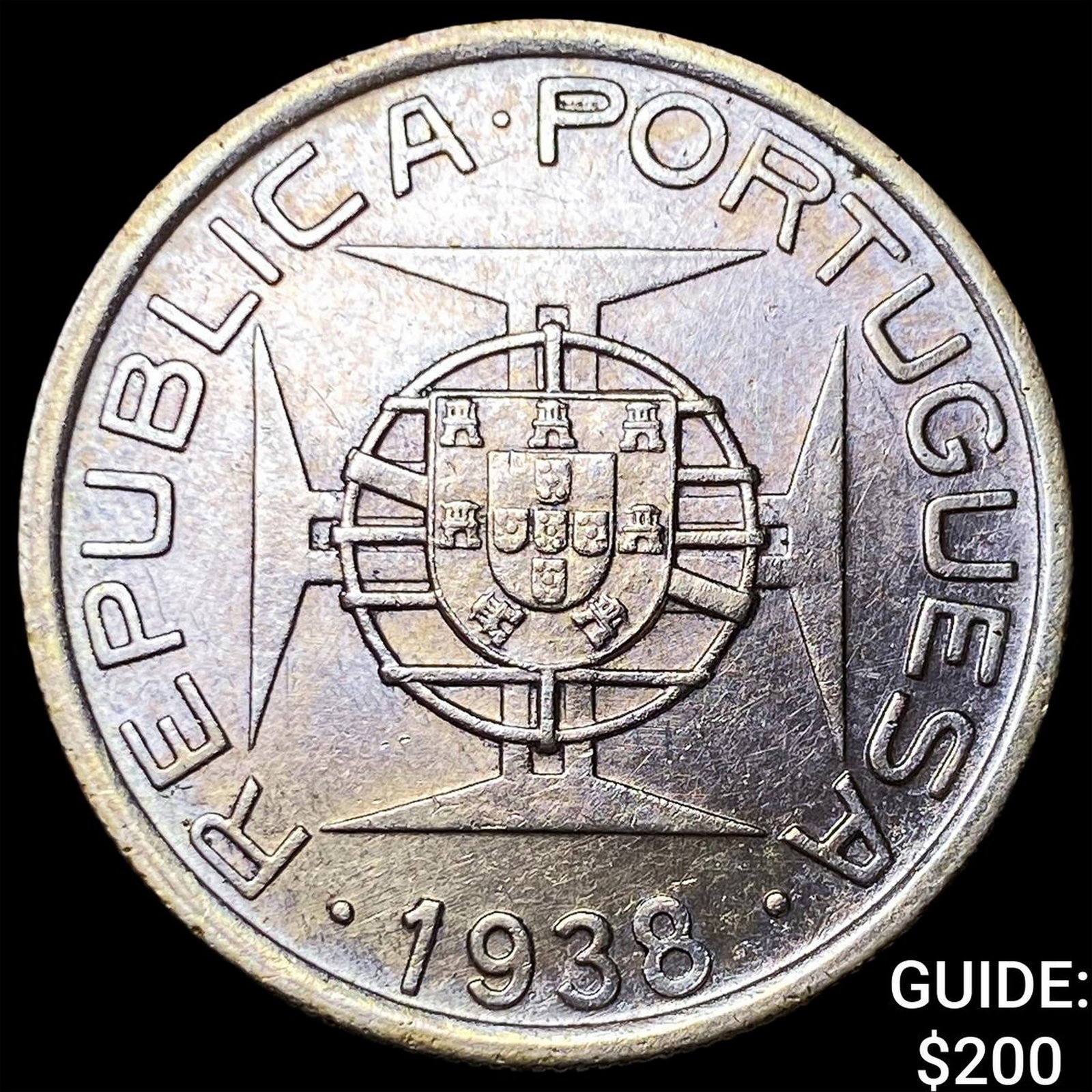 1938 Mozambique Silver 5 Escudos: 1938 Mozambique Silver 5 Escudos
