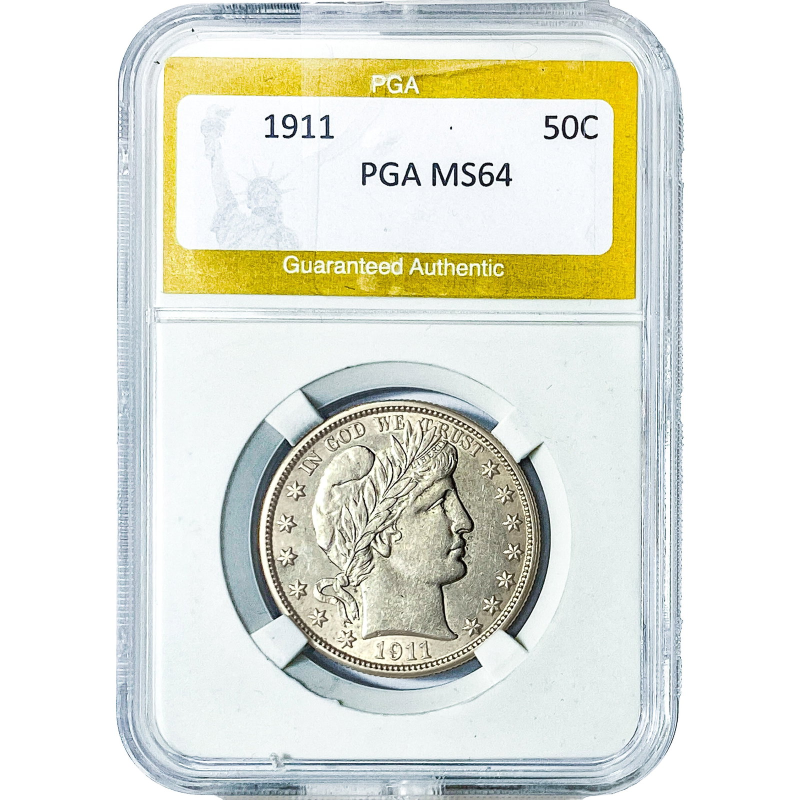 1911 Barber Half Dollar PGA MS64: 1911 Barber Half Dollar PGA MS64